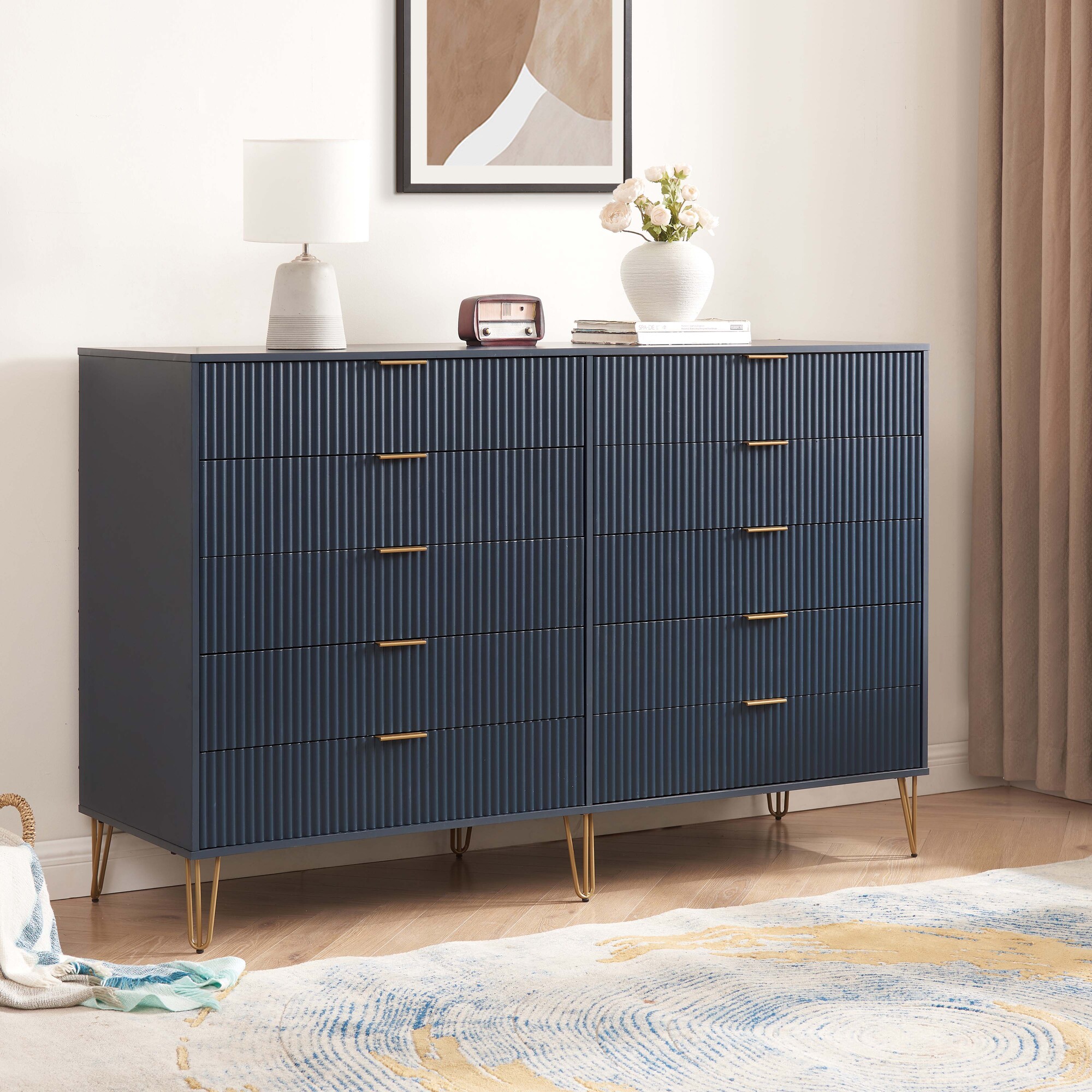 DUMBO 10-Drawer Tall MDF Double Dresser