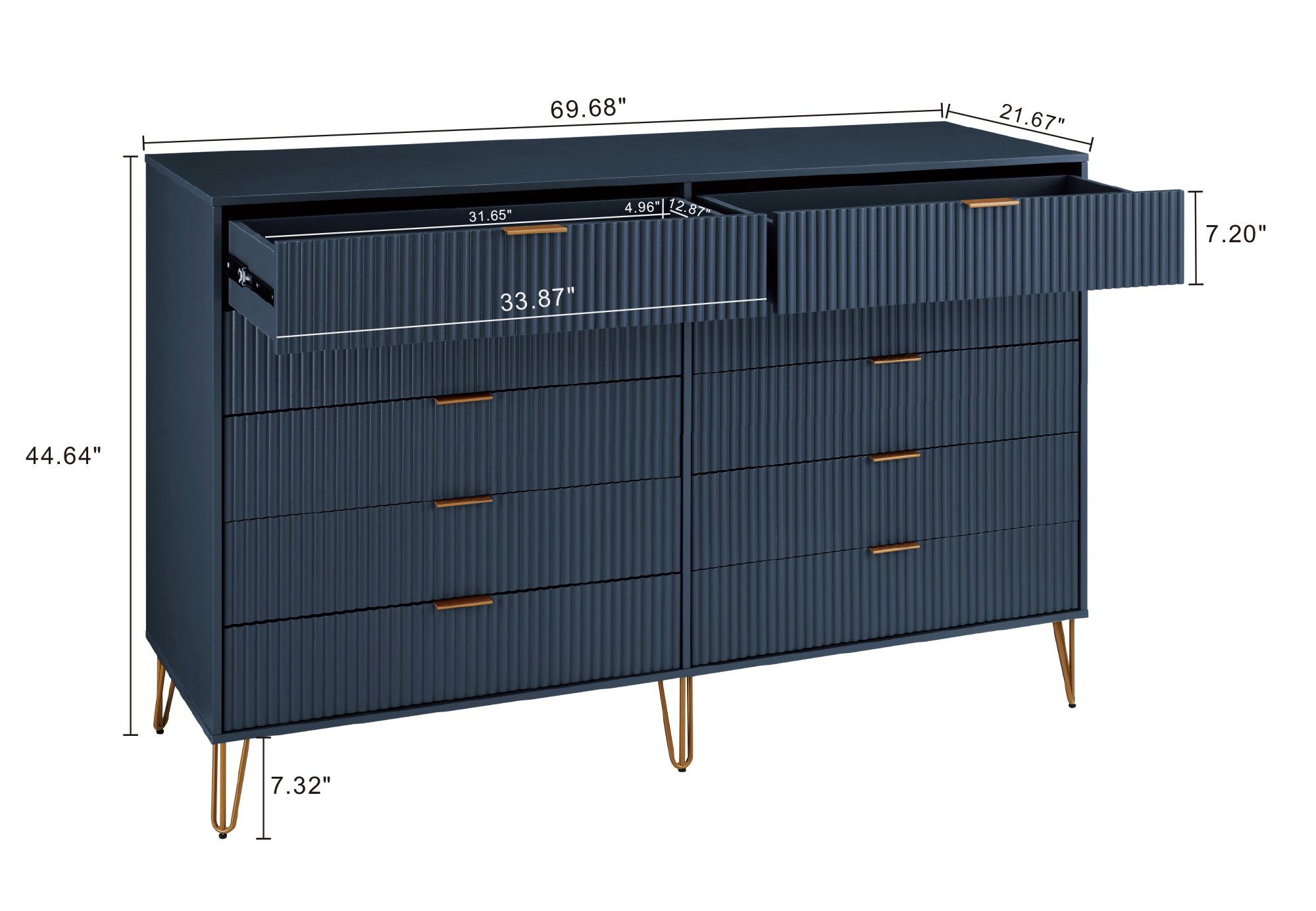 DUMBO 10-Drawer Tall MDF Double Dresser