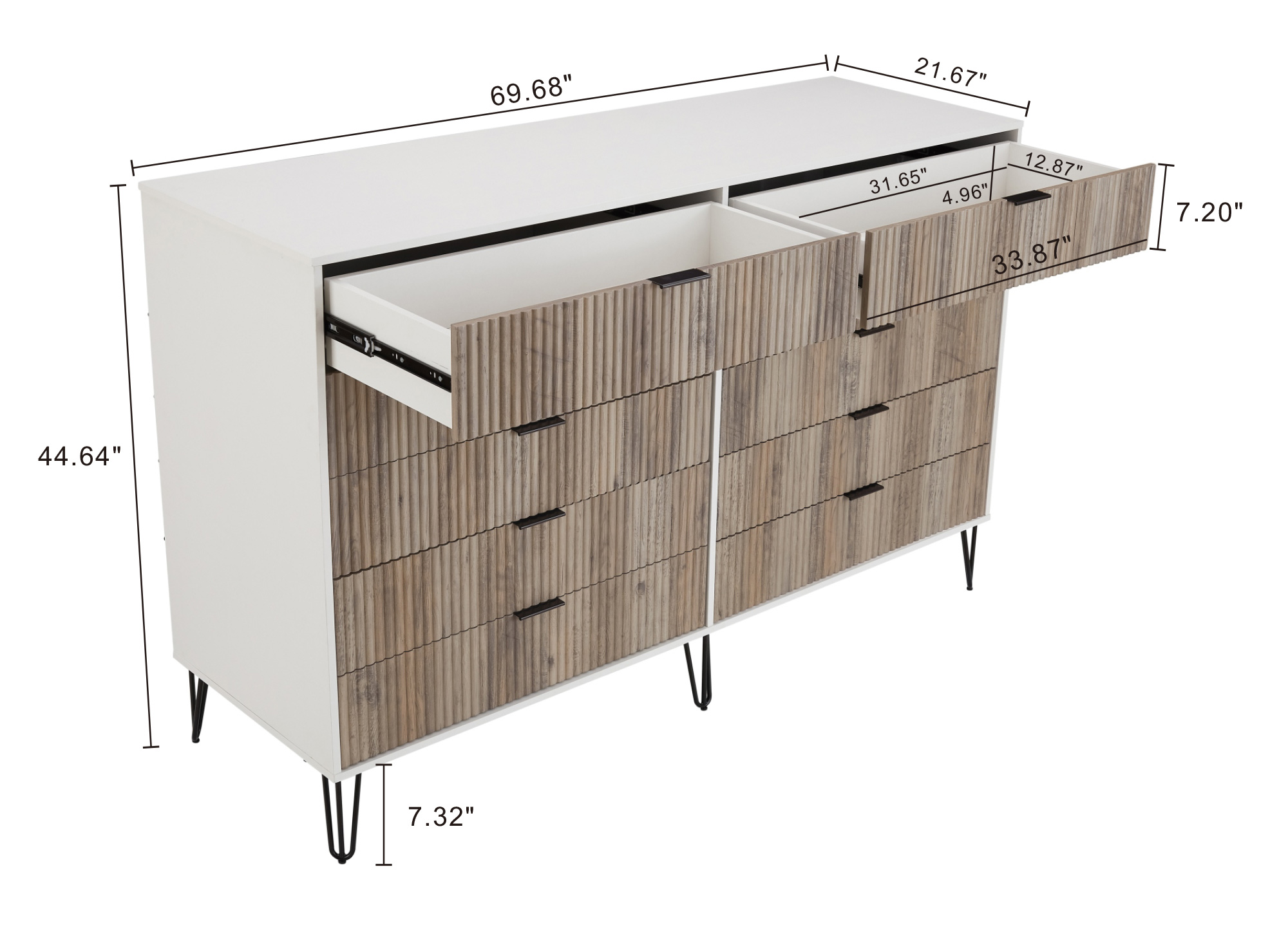 DUMBO 10-Drawer Tall MDF Double Dresser