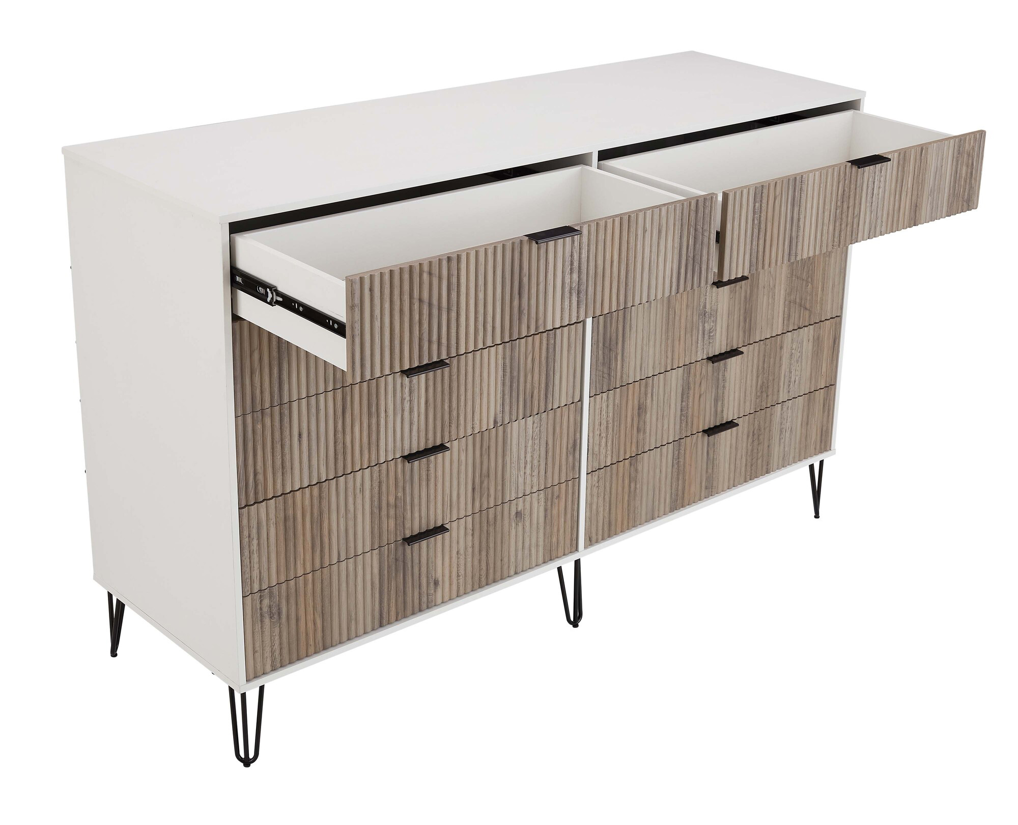DUMBO 10-Drawer Tall MDF Double Dresser