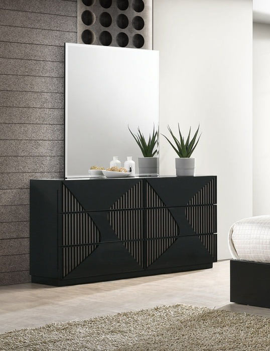 Rosette Black Dresser And Mirror