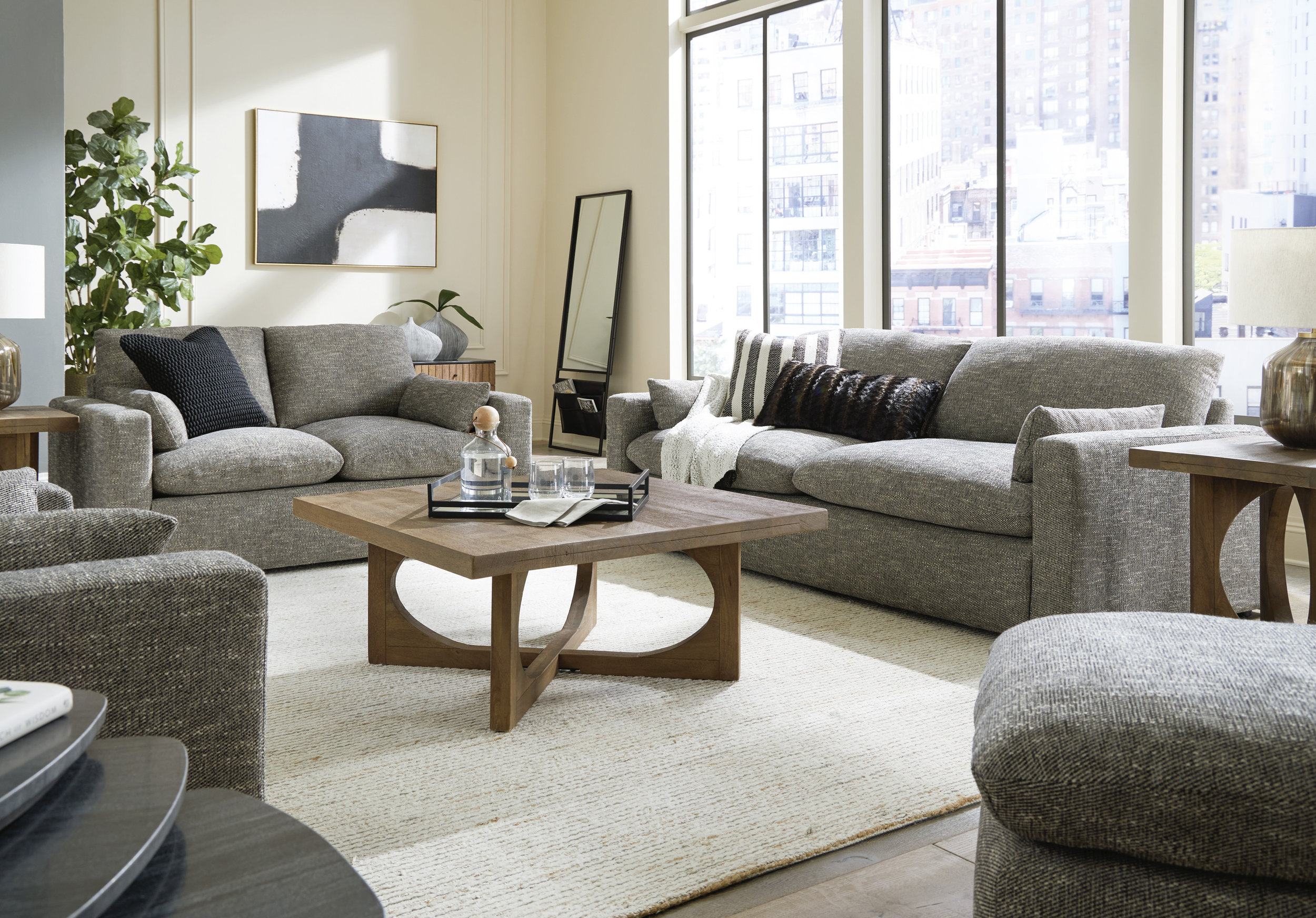 Dramatic Fabric Living Room Set