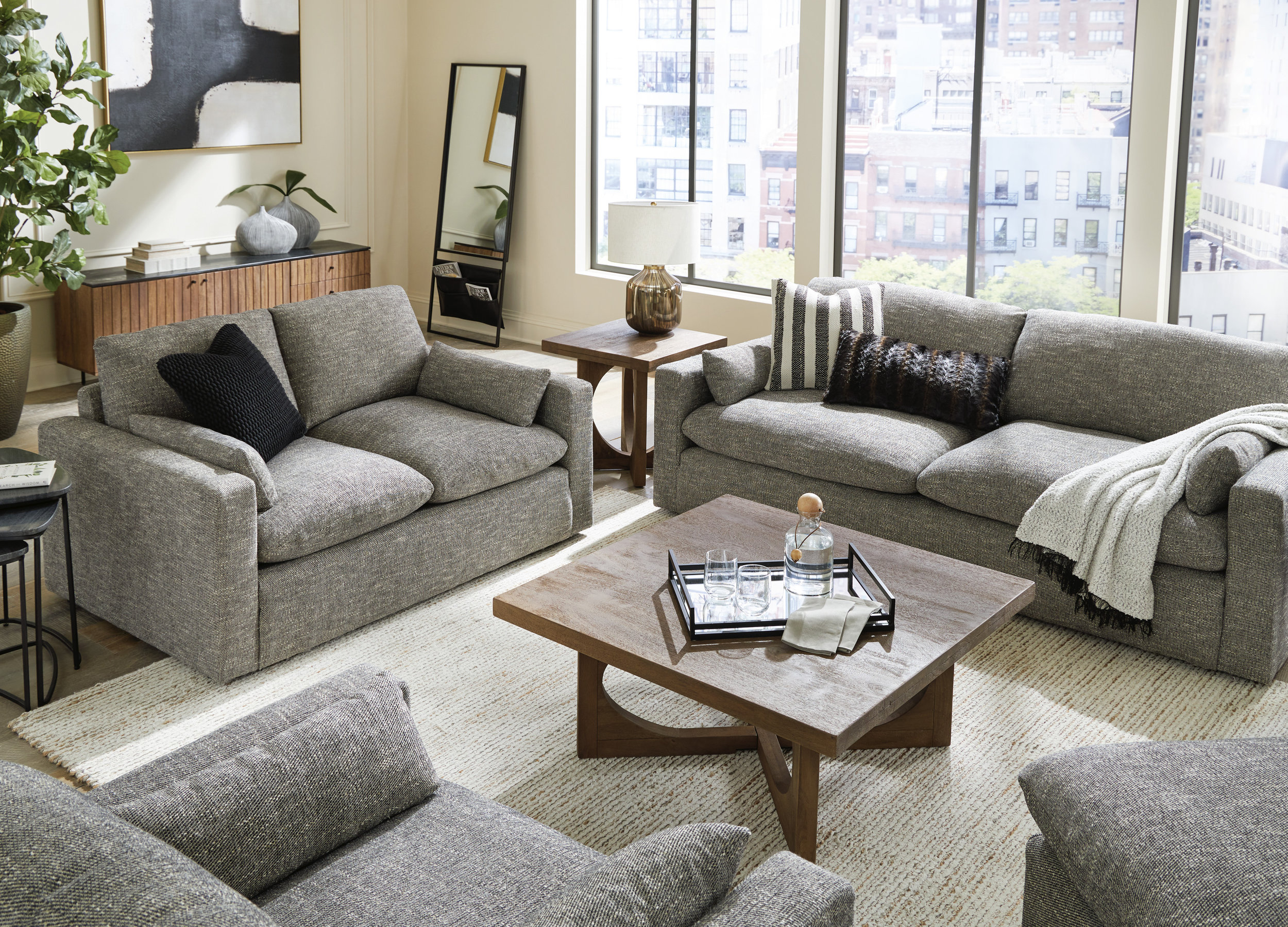 Dramatic Fabric Living Room Set