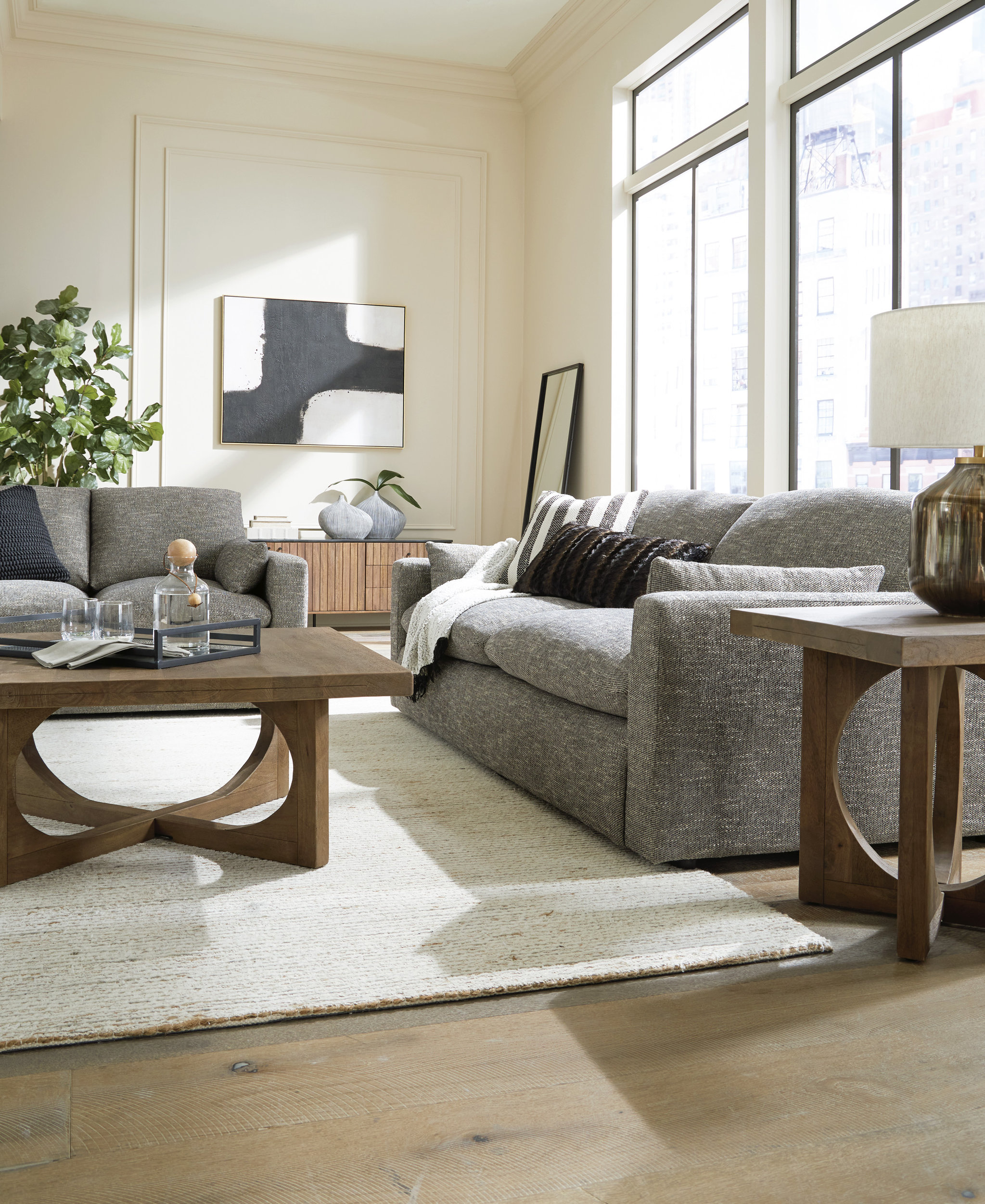 Dramatic Fabric Living Room Set