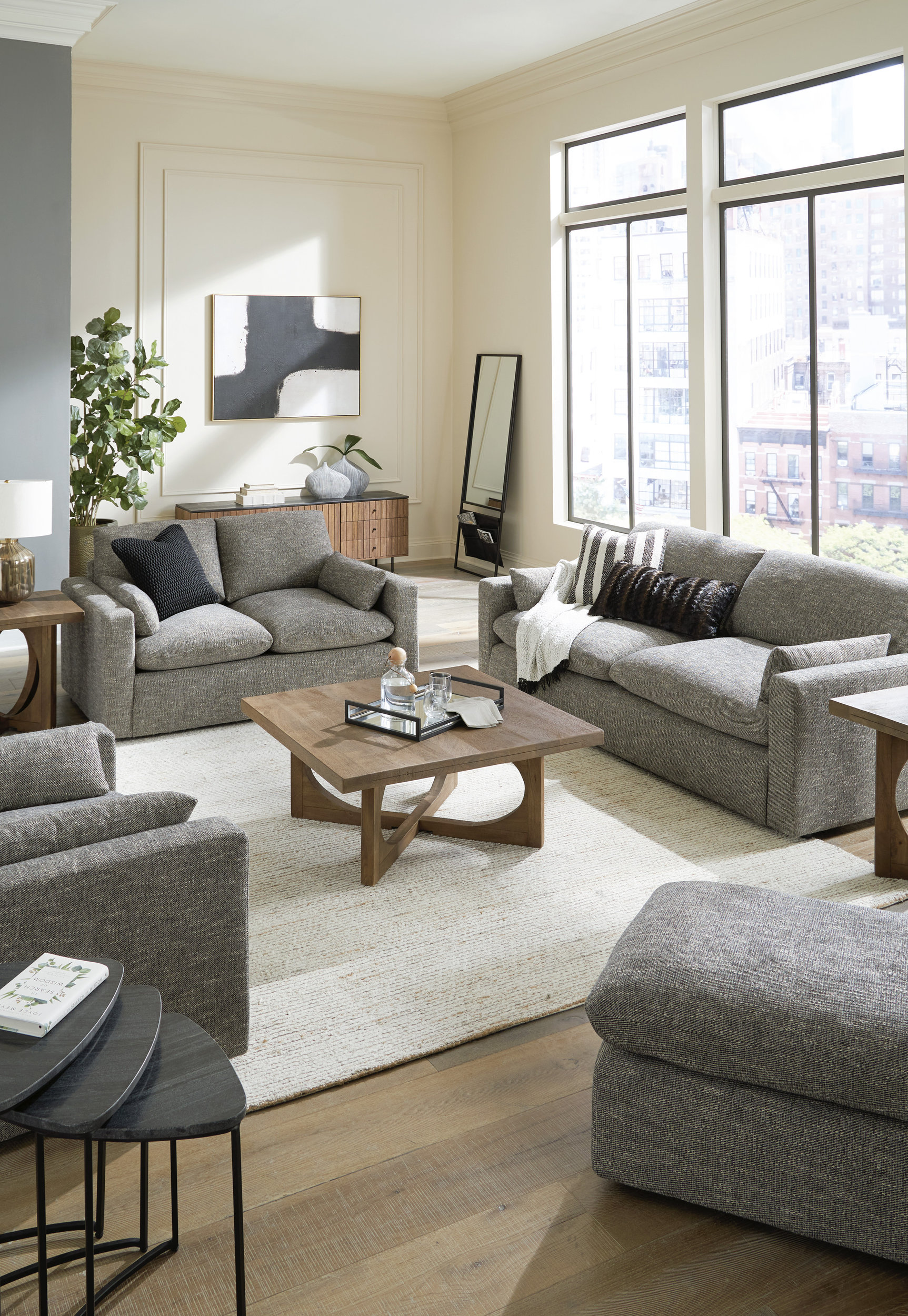 Dramatic Fabric Living Room Set