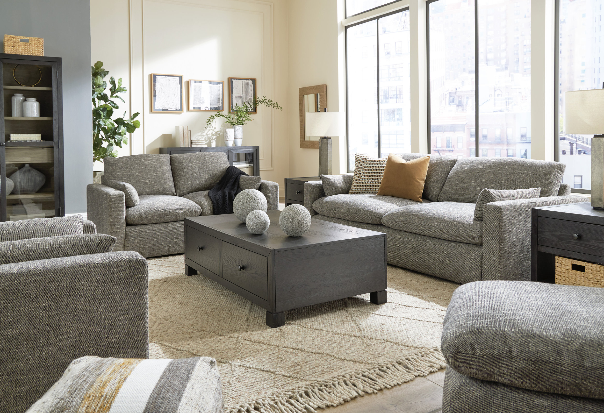 Dramatic Fabric Living Room Set