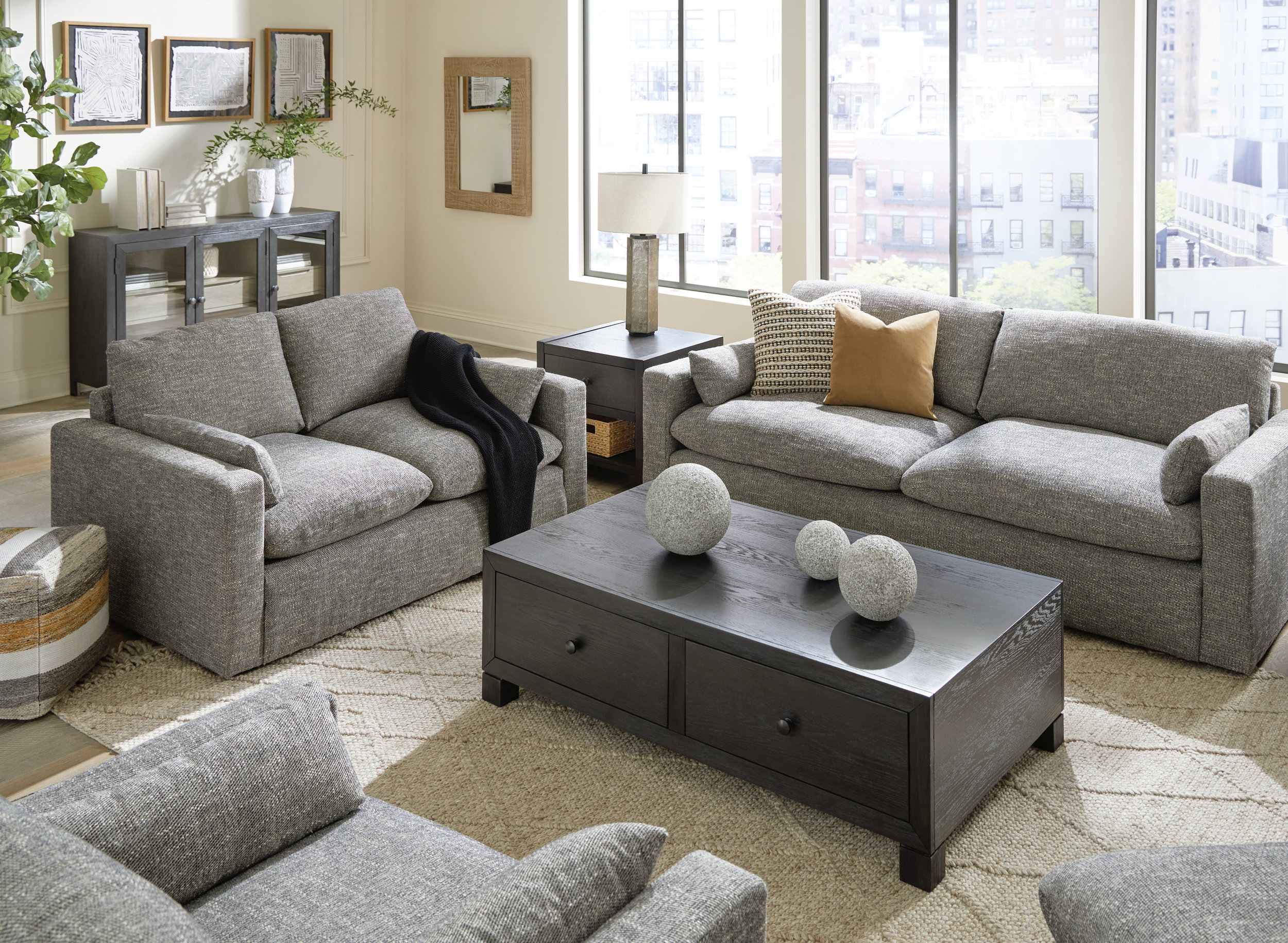Dramatic Fabric Living Room Set