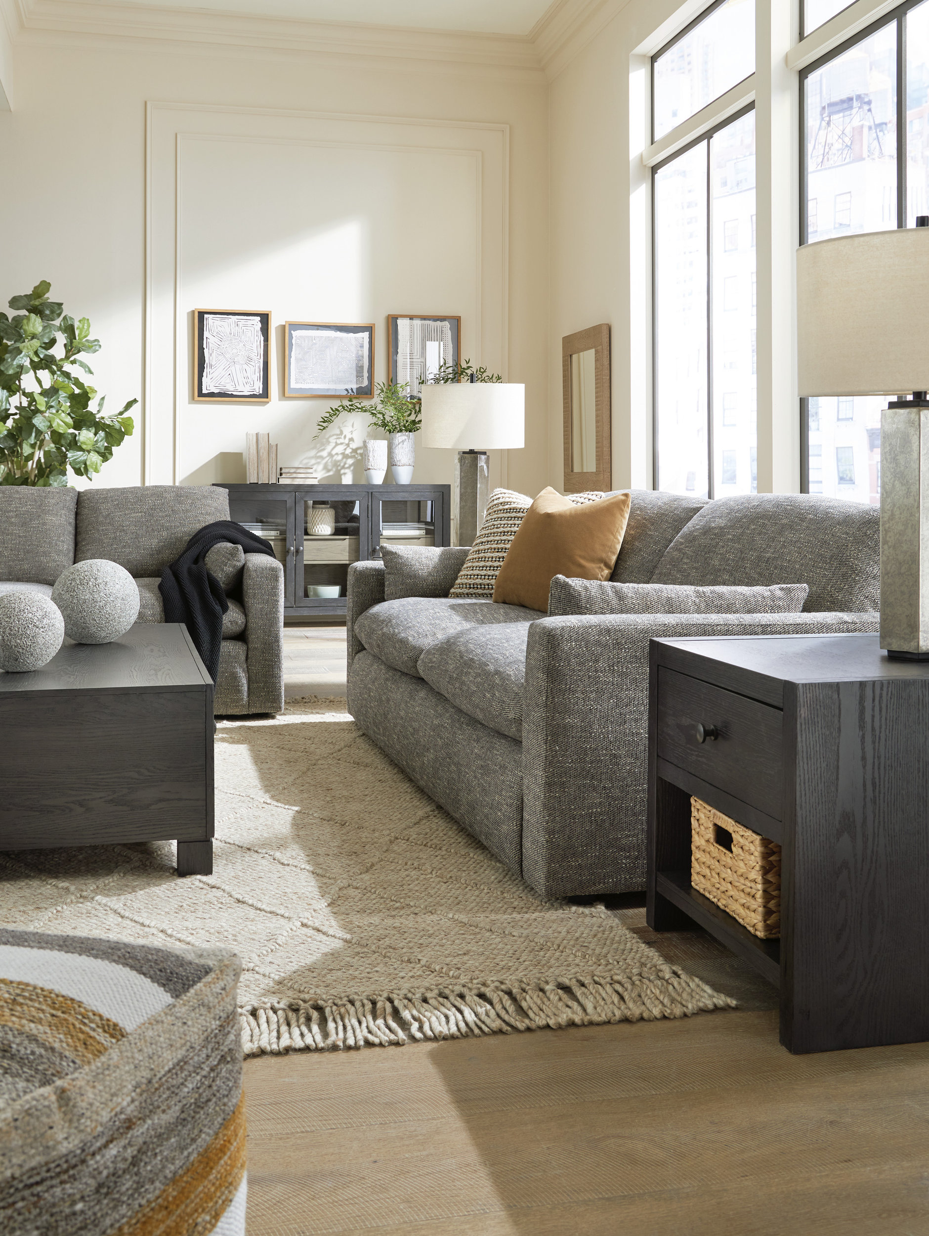 Dramatic Fabric Living Room Set