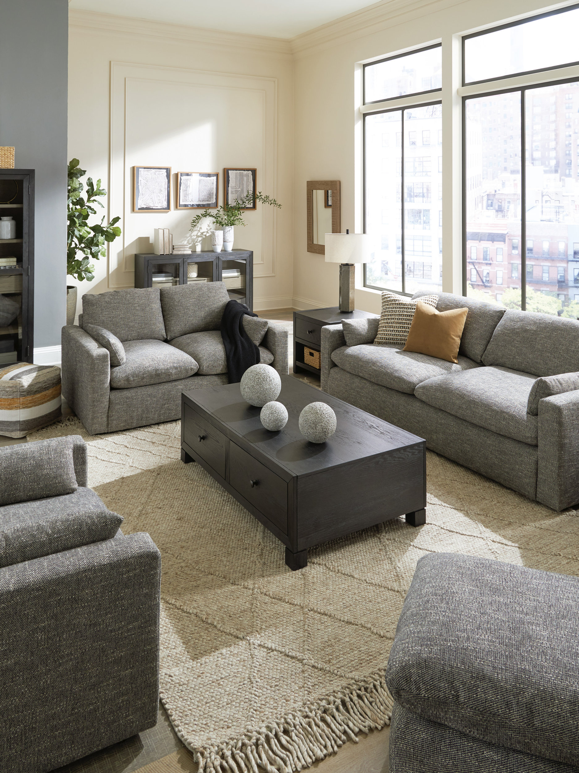 Dramatic Fabric Living Room Set