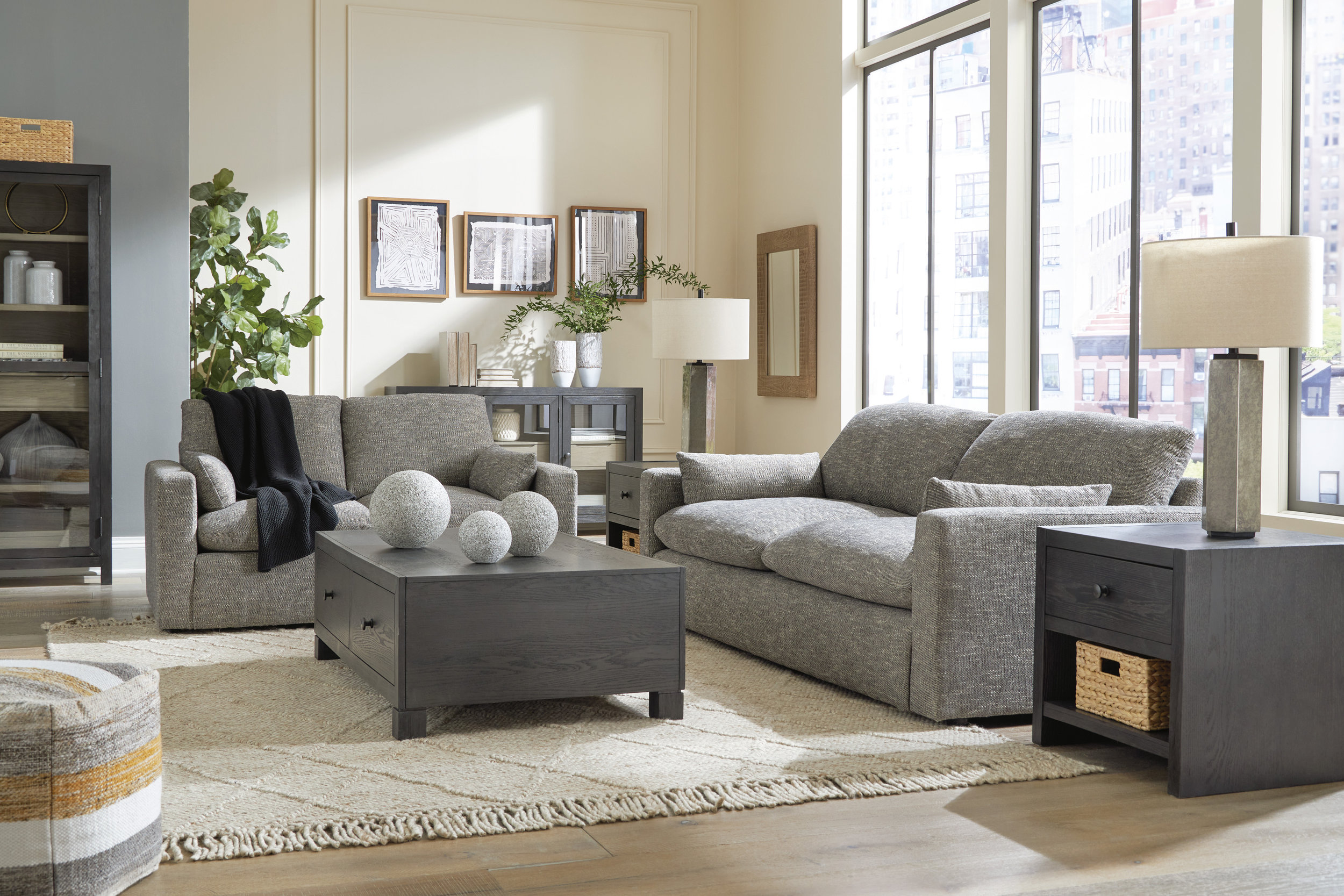 Dramatic Fabric Living Room Set