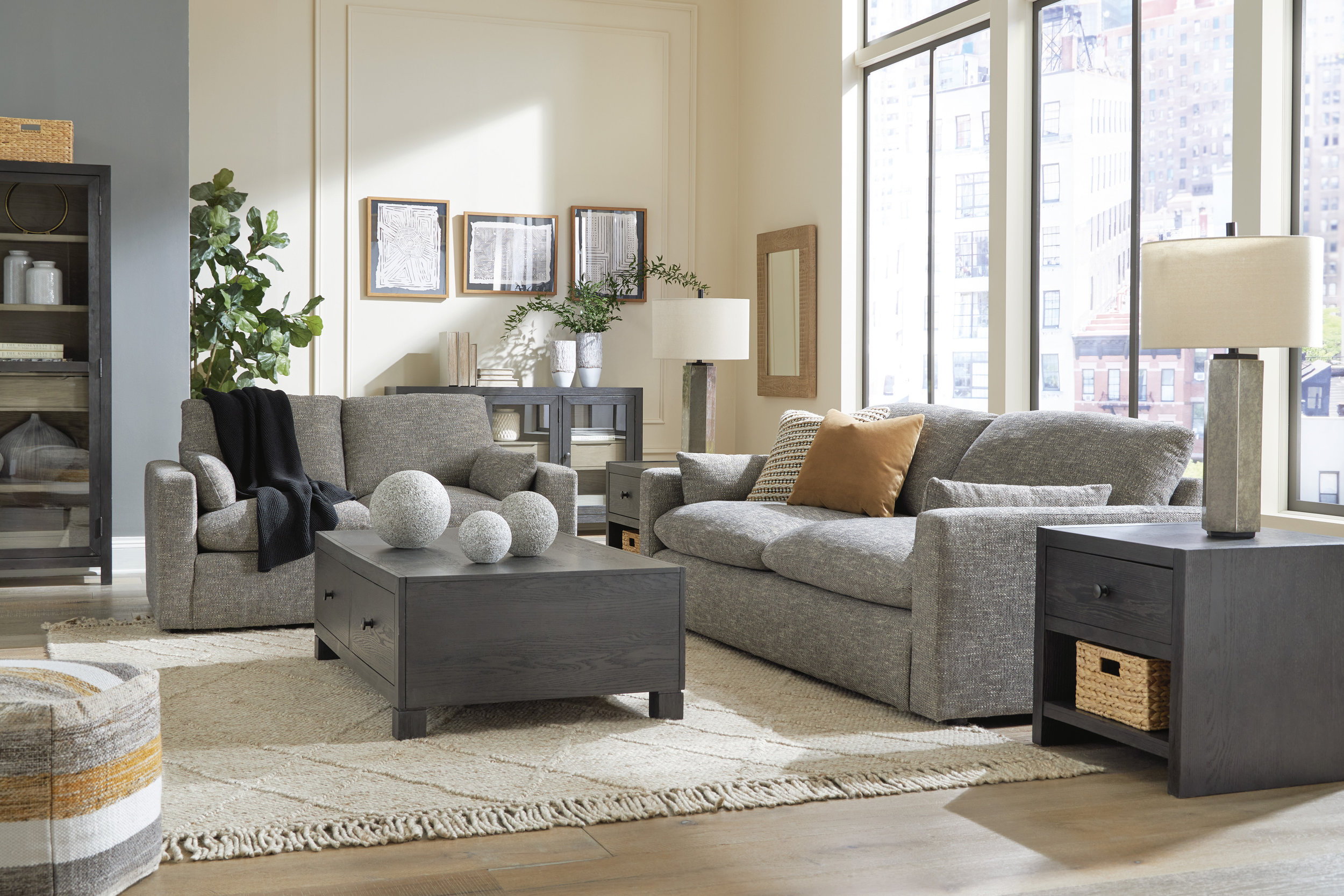 Dramatic Fabric Living Room Set