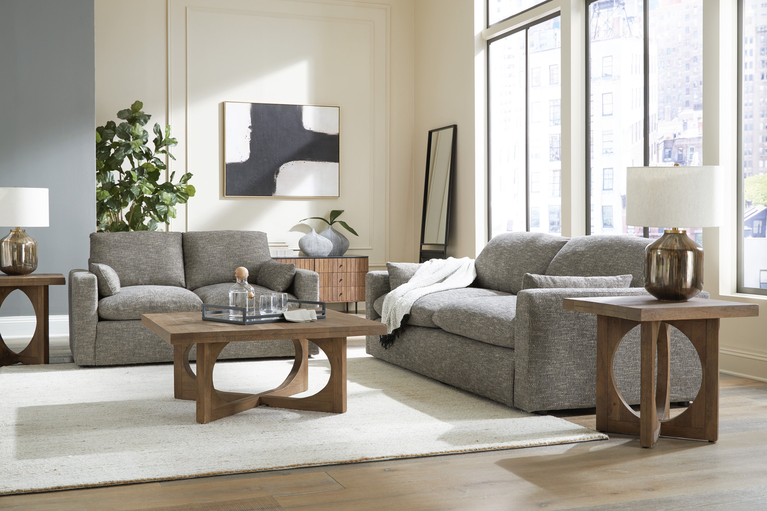 Dramatic Fabric Living Room Set