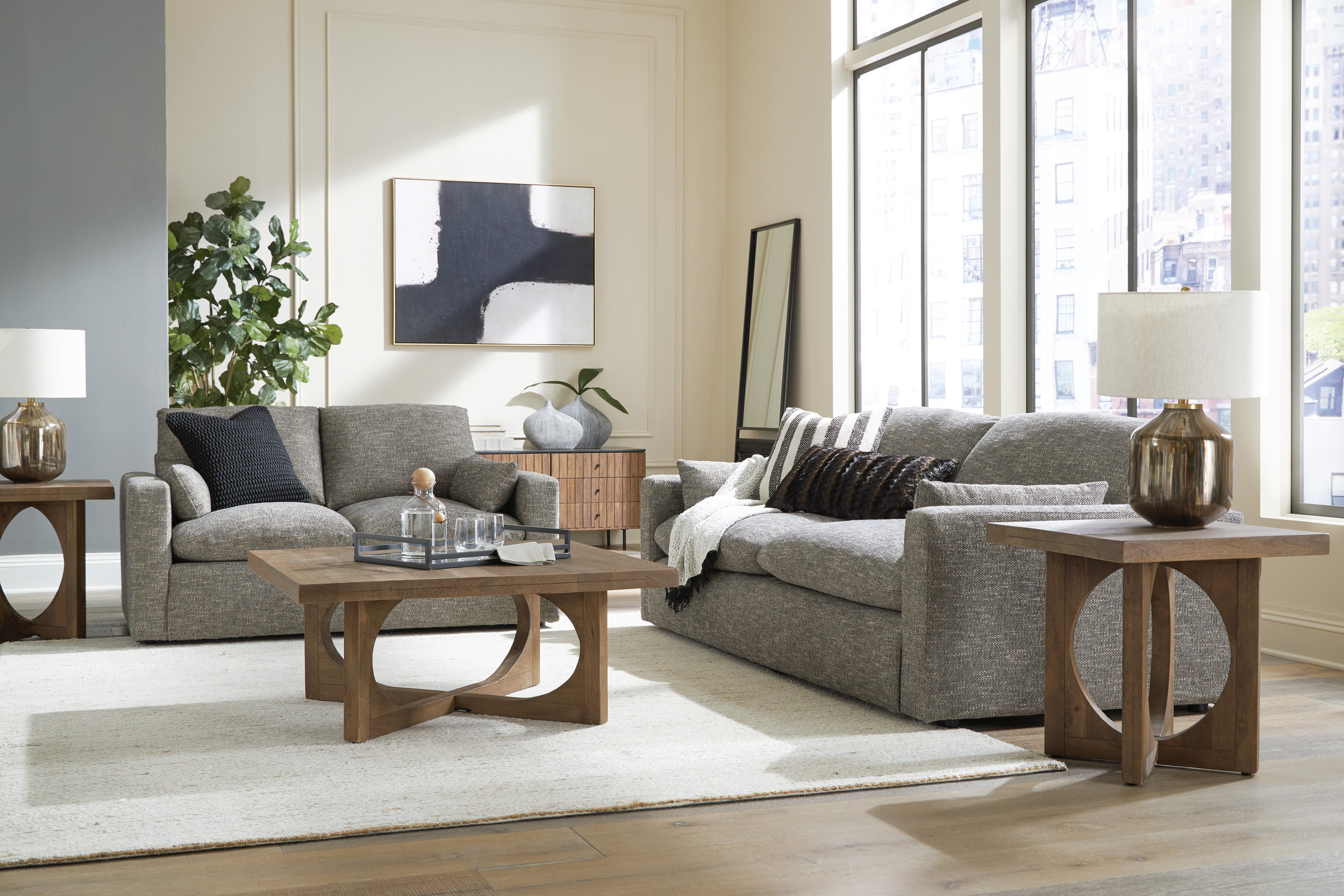 Dramatic Fabric Living Room Set