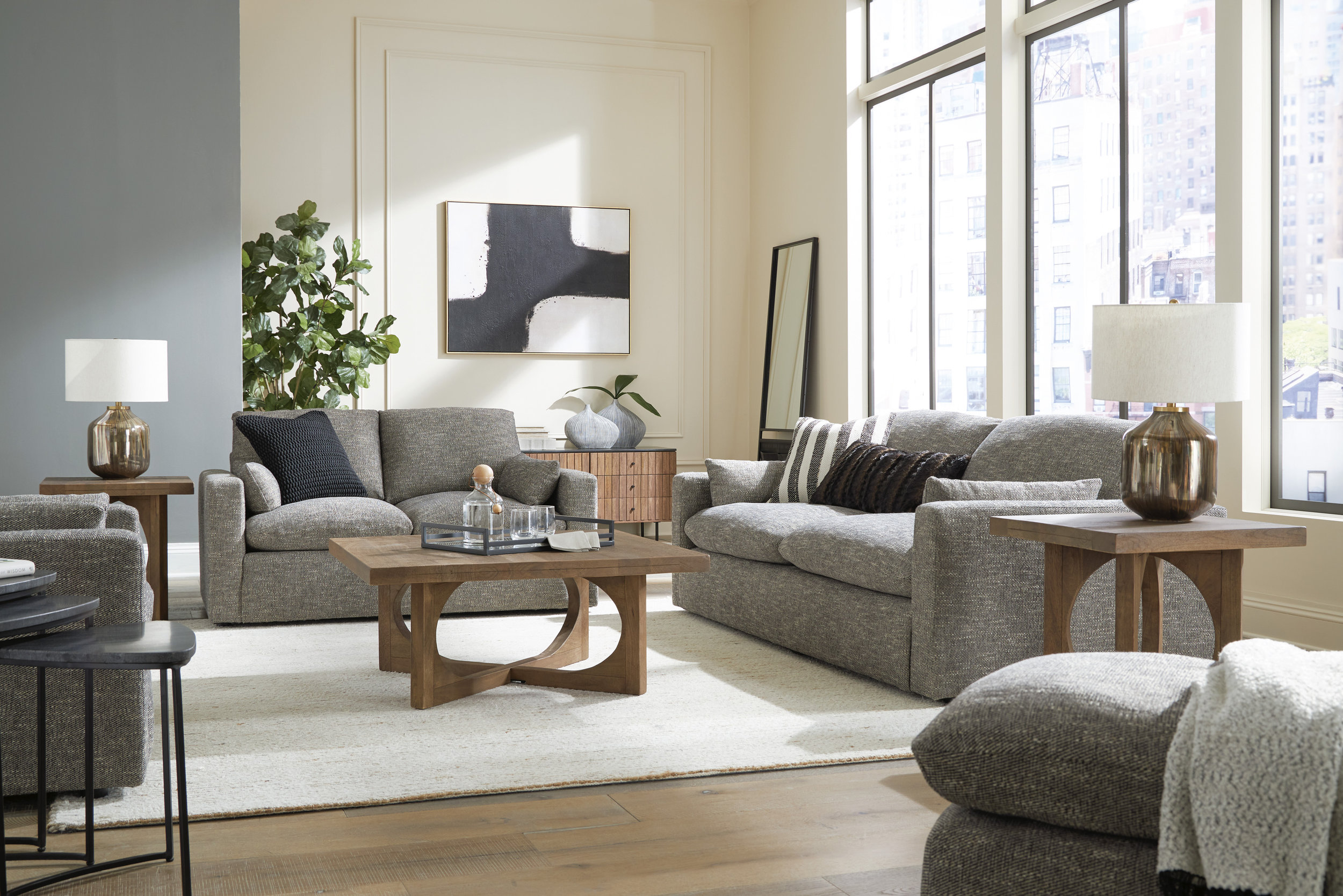 Dramatic Fabric Living Room Set