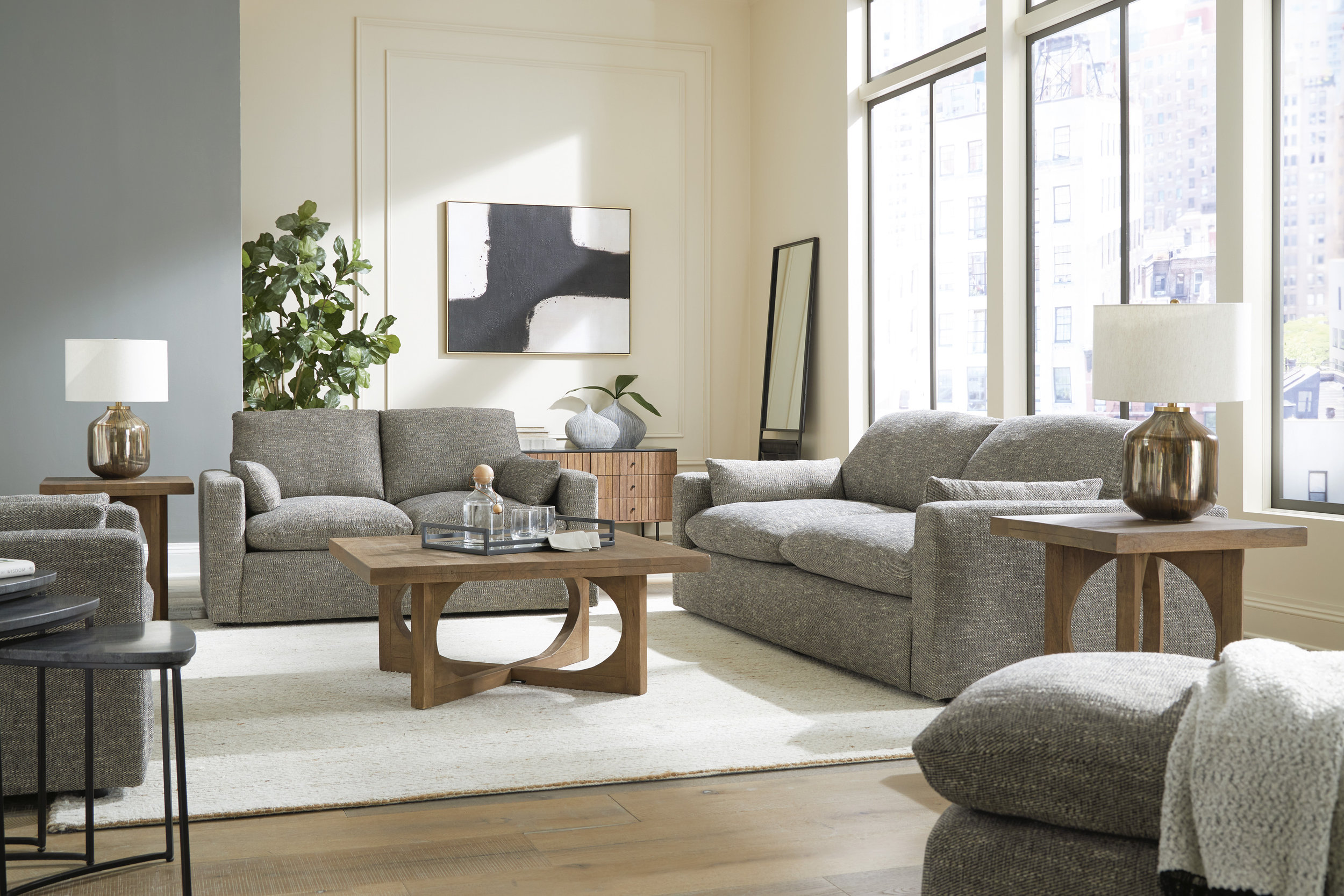 Dramatic Fabric Living Room Set