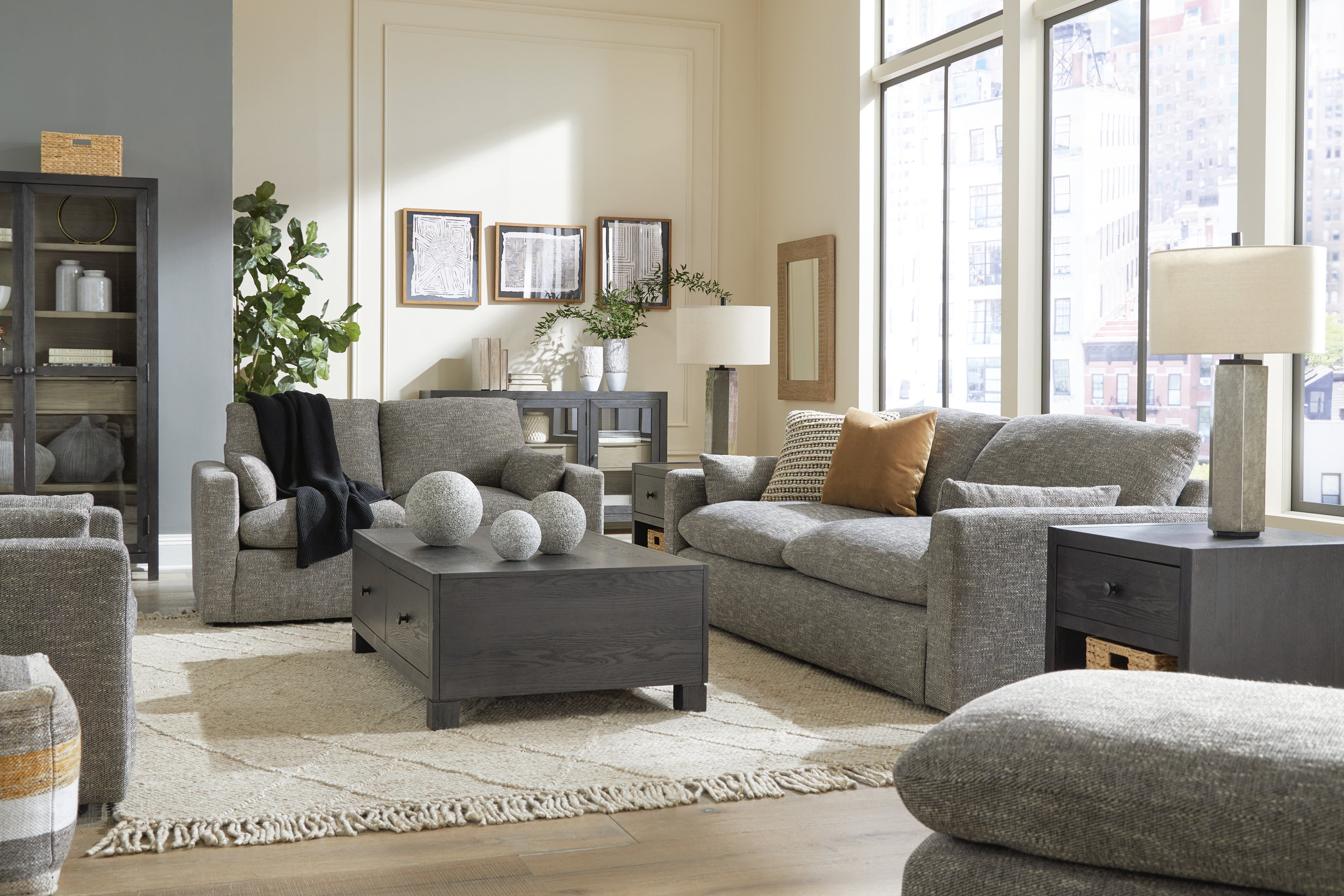 Dramatic Fabric Living Room Set