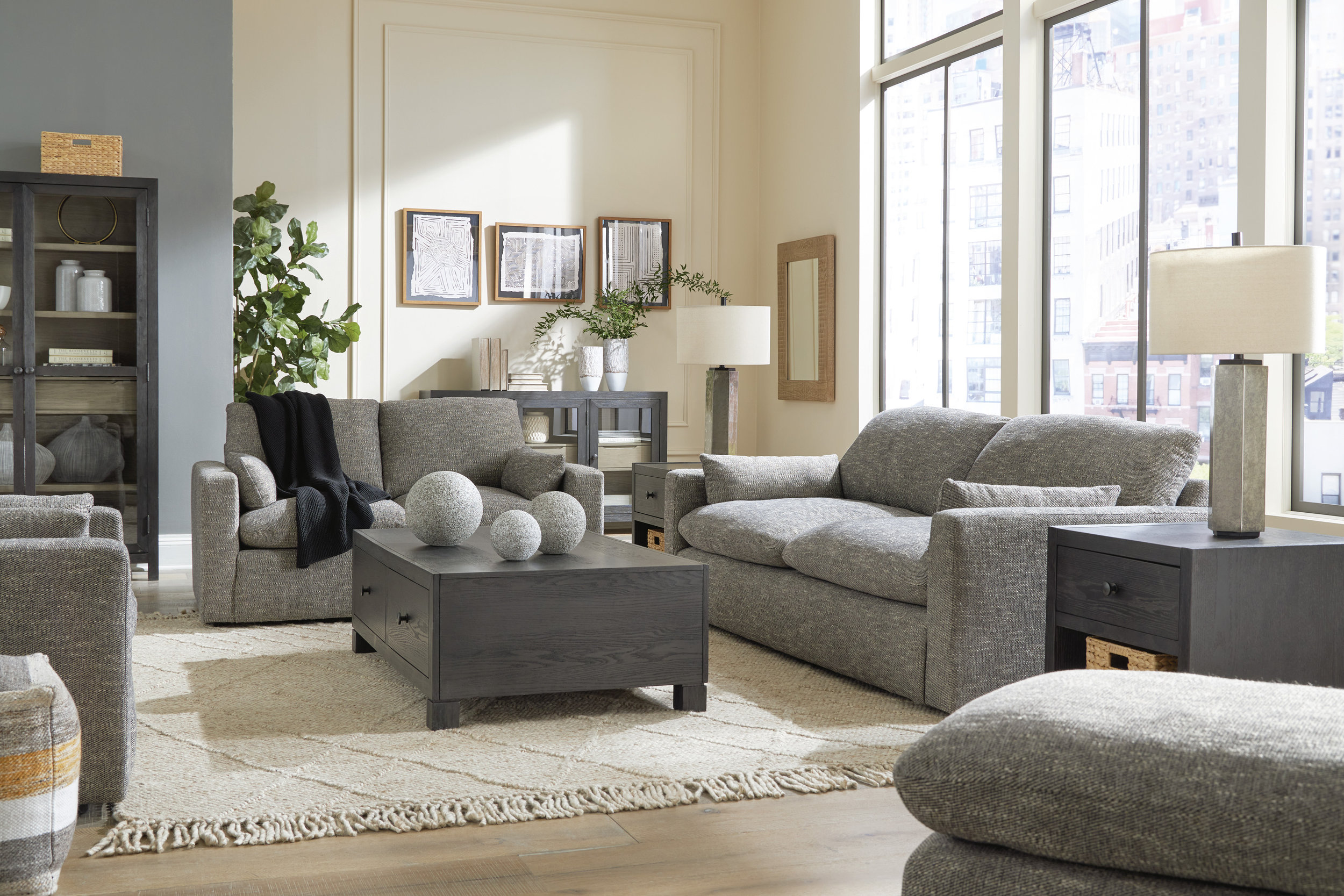 Dramatic Fabric Living Room Set