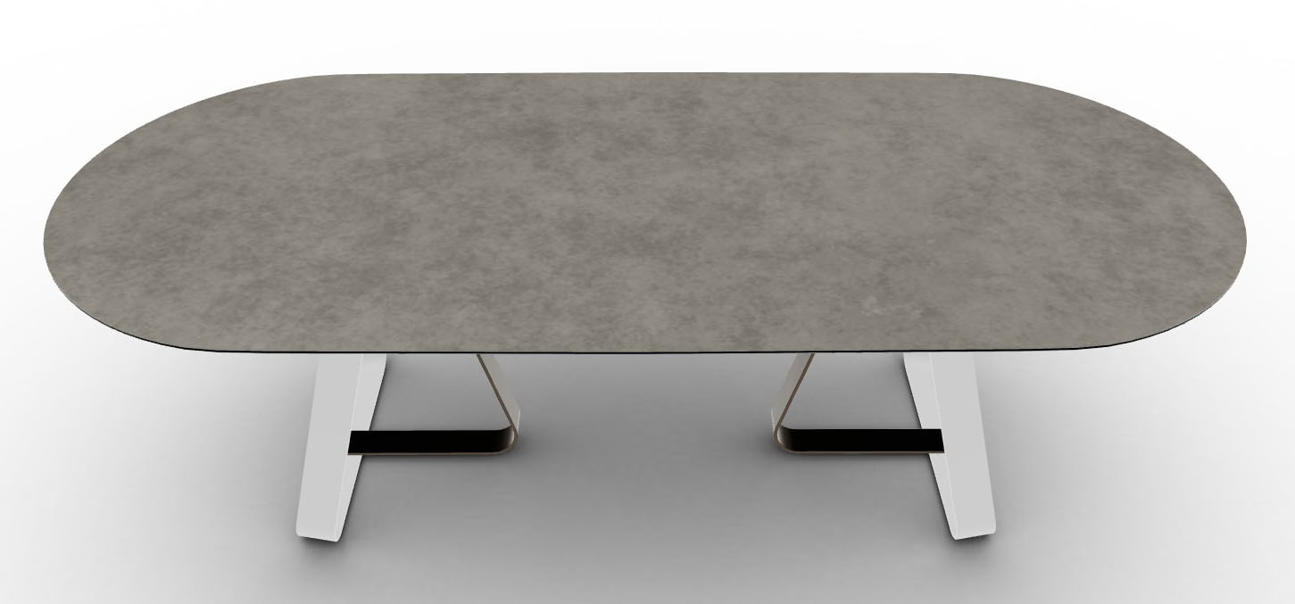 Sunshine W98.4-inch Ceramic/Metal Customizable Oval Dining Table