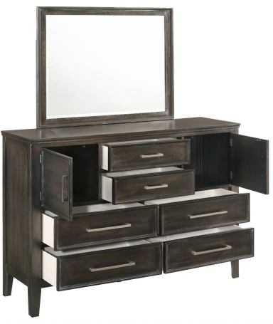Wood Dresser | 6 Drawers | 2 Cabinets | Brown