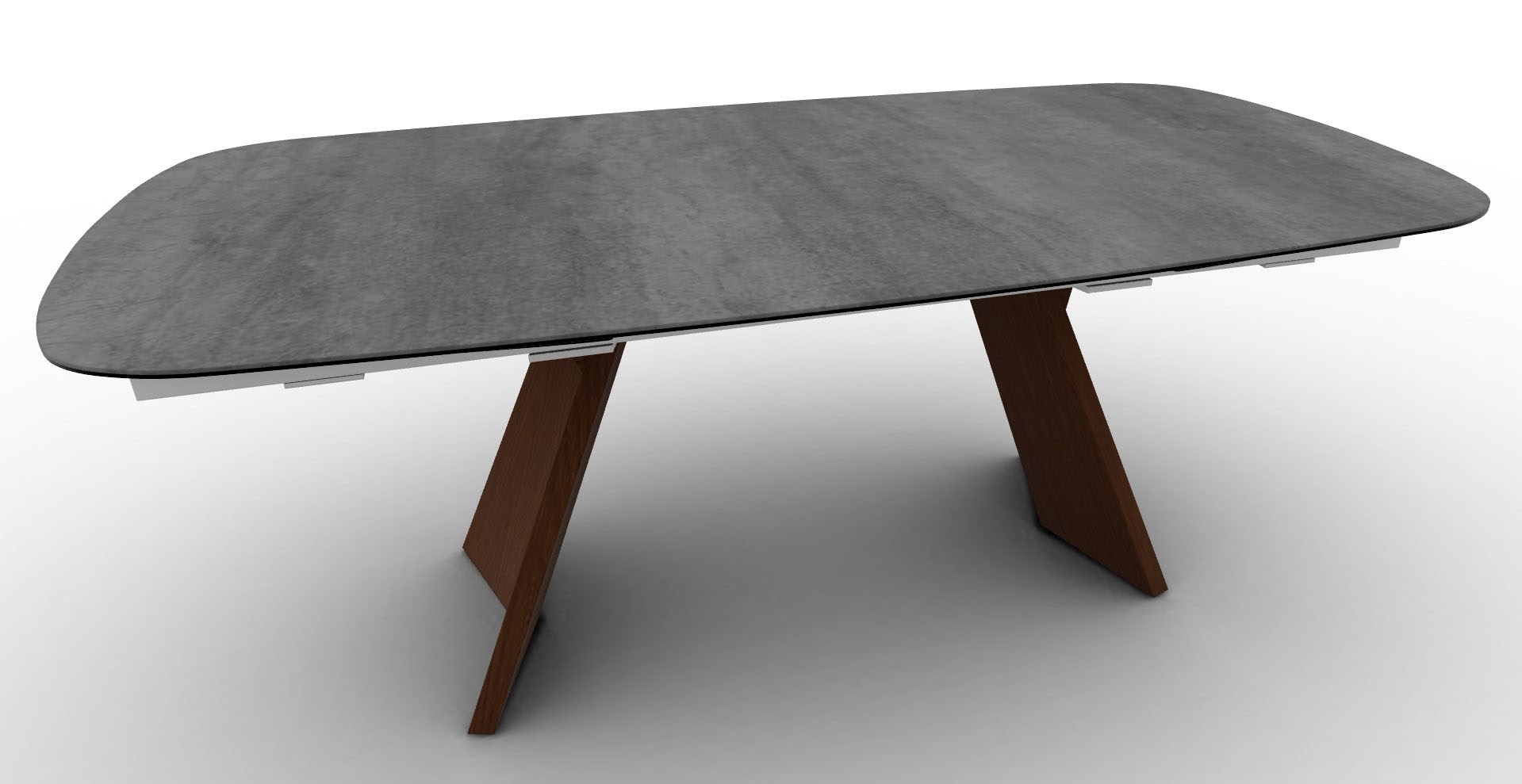 Icaro W78.7"-97.6"-116.5" Ceramic/Wood Customizable Extendable Elliptical Dining Table