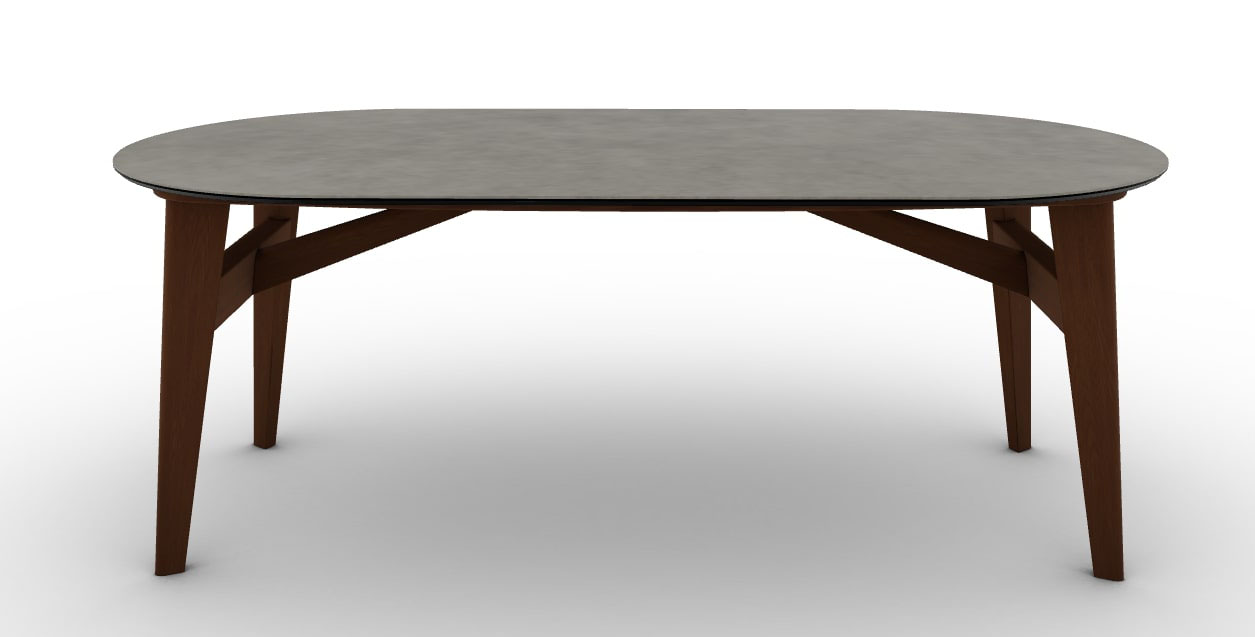 Abrey W78.7-inch Ceramic/Wood Customizable Oval Dining Table