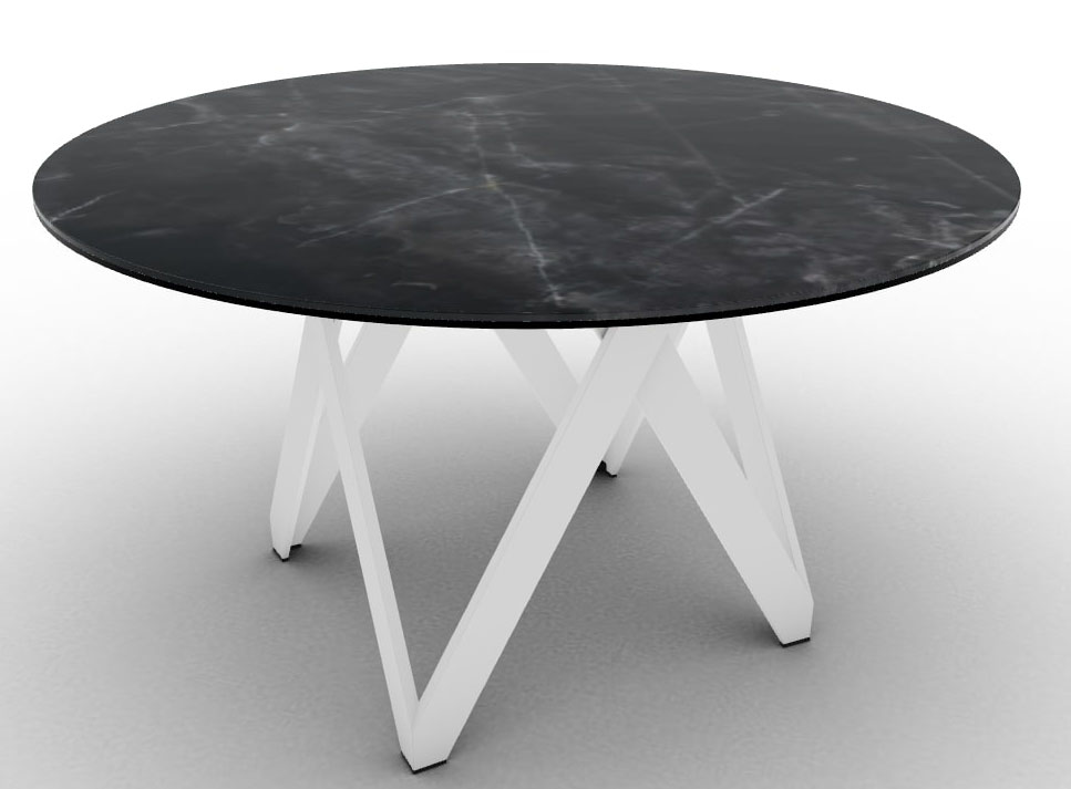 Cartesio W55.1-inch Ceramic/Metal/Wood Customizable Round Dining Table