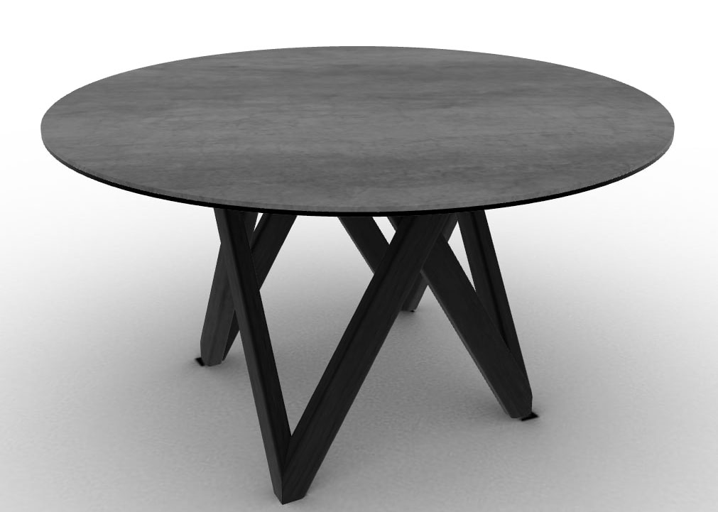 Cartesio W55.1-inch Ceramic/Metal/Wood Customizable Round Dining Table