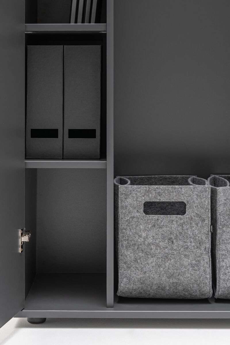Standard Office Wardrobe w/File Storage, 2 Doors & Slide-Out Hanger