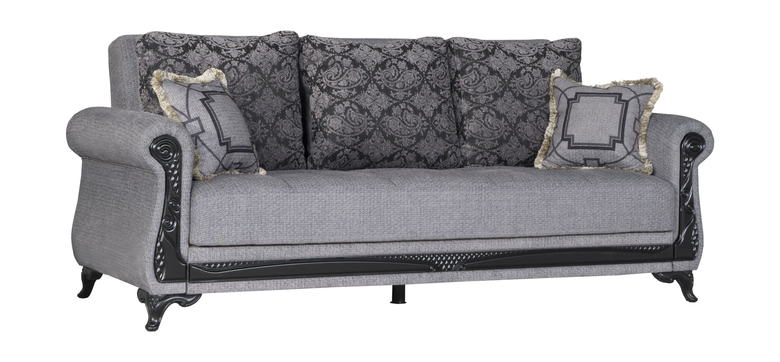 SM Breda Fabric Convertible Living Room Set with Wood Trim