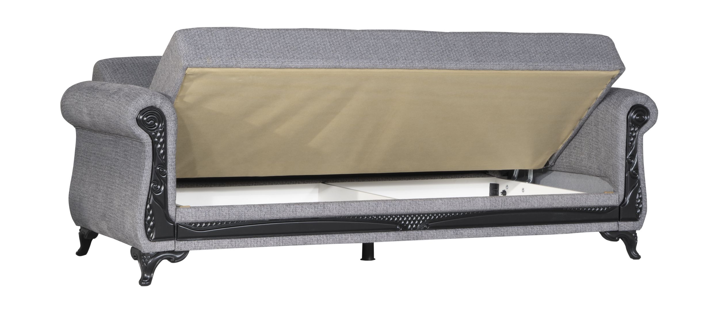 SM Breda Fabric Storage Sleeper Sofa with Wood Trim