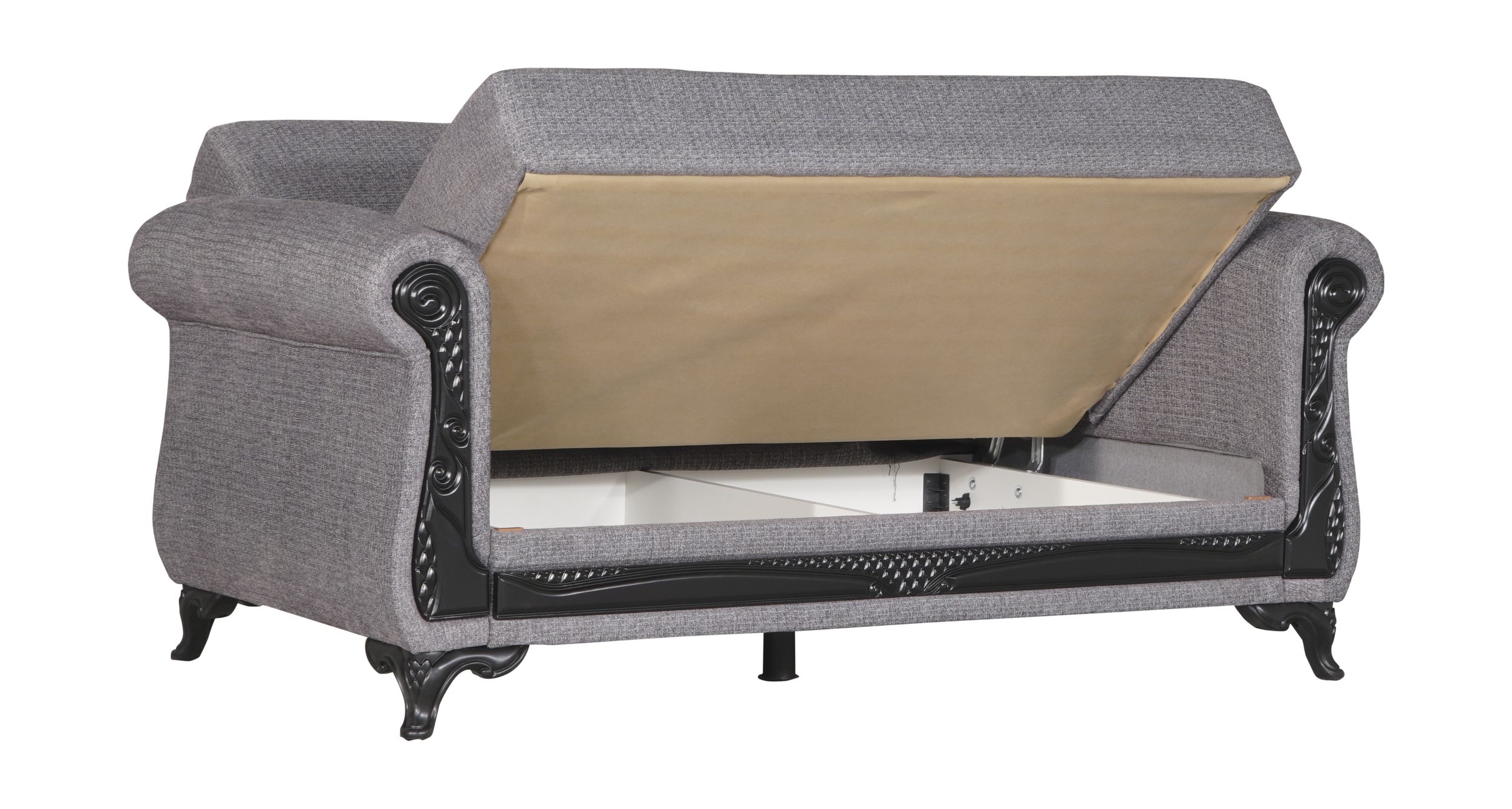 Luxe Gray Loveseat with Black Accents & Storage