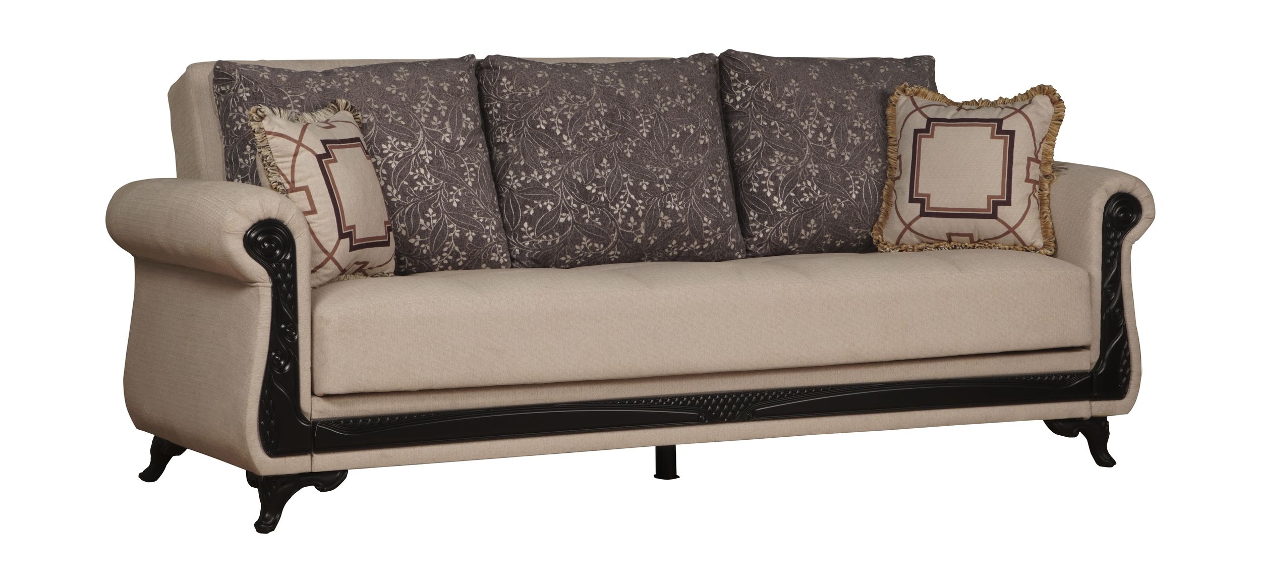SM Breda Fabric Convertible Living Room Set with Wood Trim
