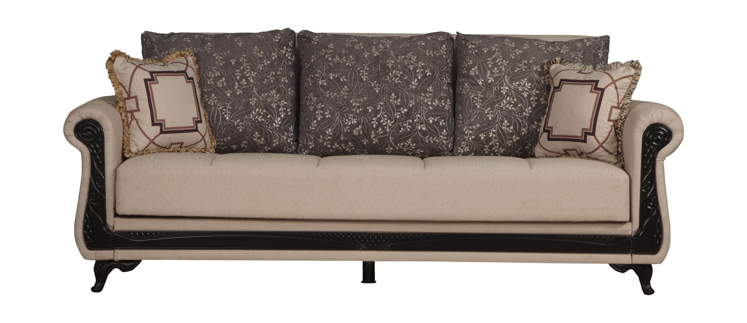 SM Breda Fabric Convertible Living Room Set with Wood Trim