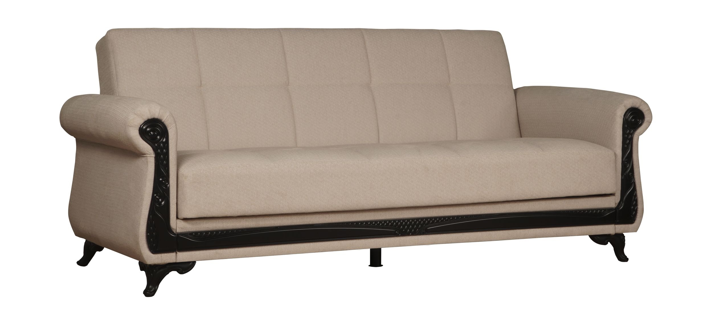 SM Breda Fabric Storage Sleeper Sofa with Wood Trim