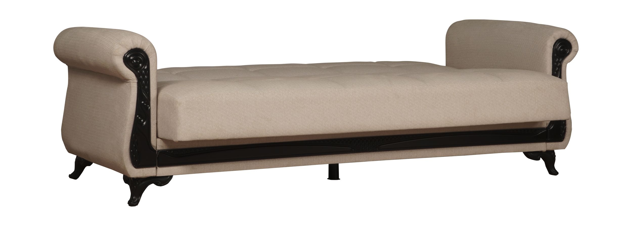 SM Breda Fabric Storage Sleeper Sofa with Wood Trim