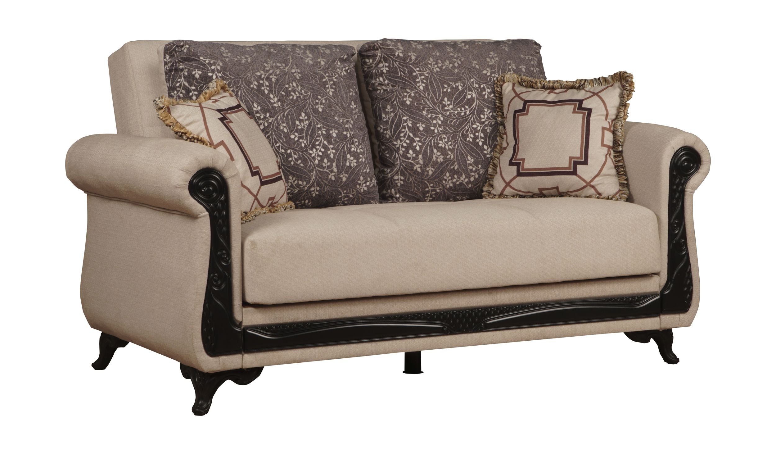 SM Breda Fabric Convertible Living Room Set with Wood Trim