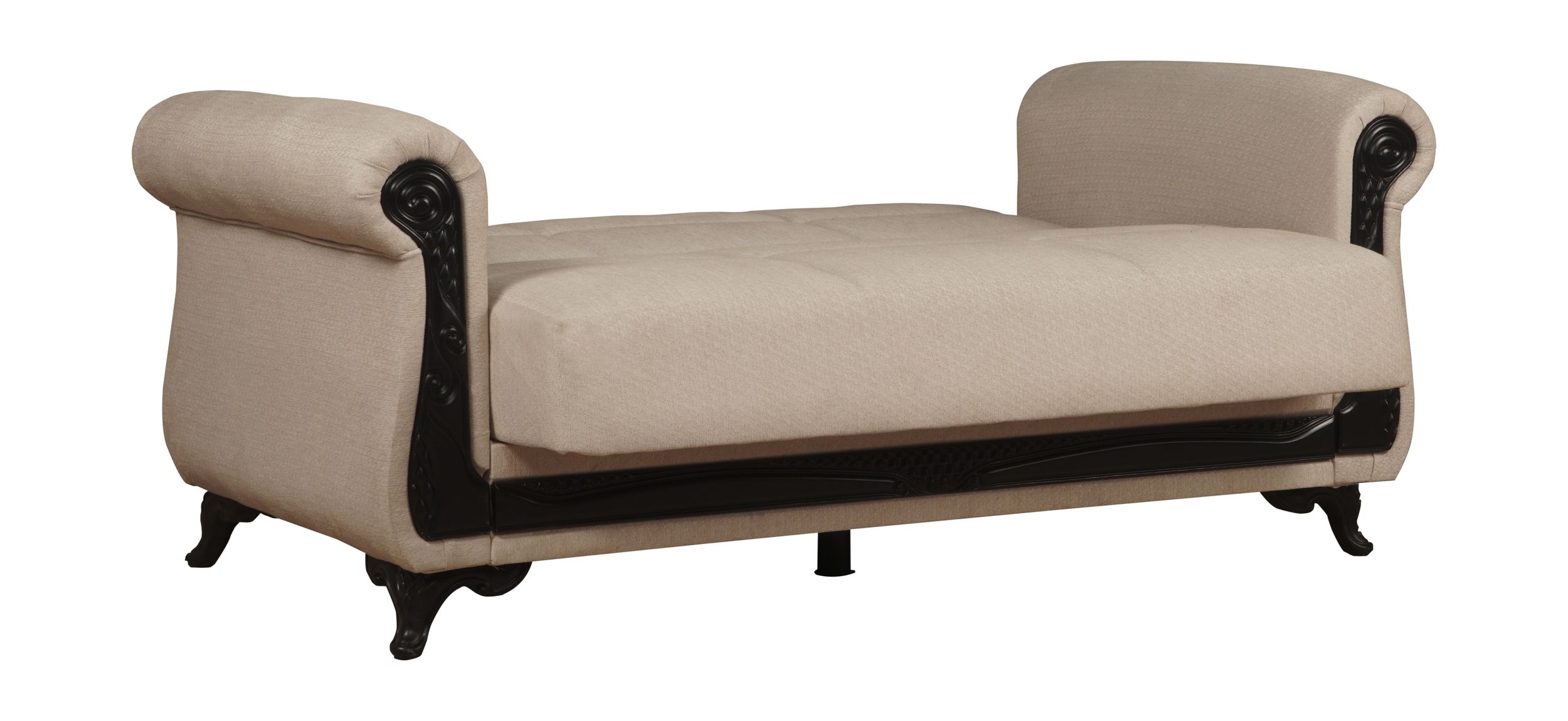 SM Breda Fabric Storage Sleeper Loveseat with Wood Trim