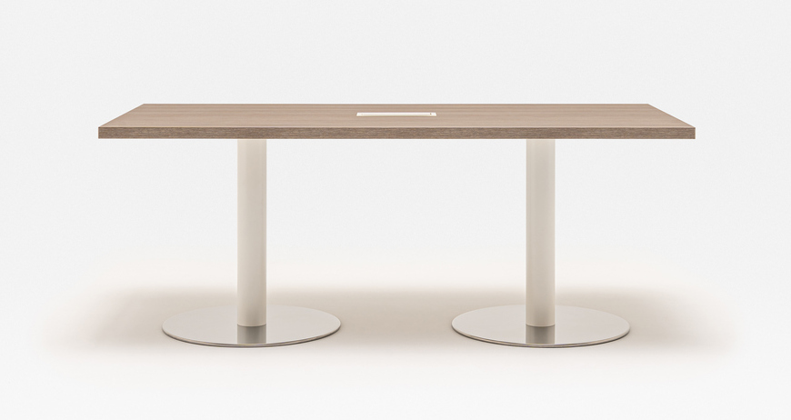 Quando Rectangular Conference Table w/Metal Disc Base