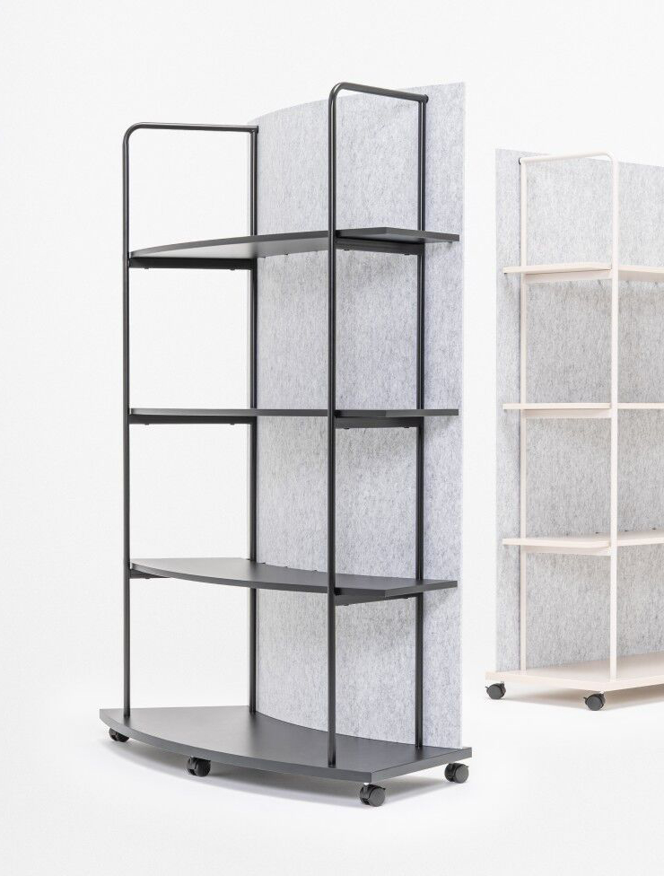 Tanca Convex Bookcase w/PET Acoustic Screen & 4 Shelves