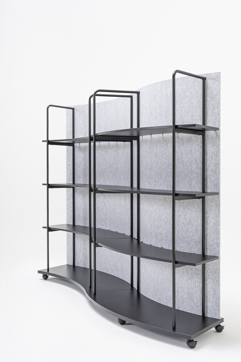 Tanca Convex Bookcase w/PET Acoustic Screen & 4 Shelves
