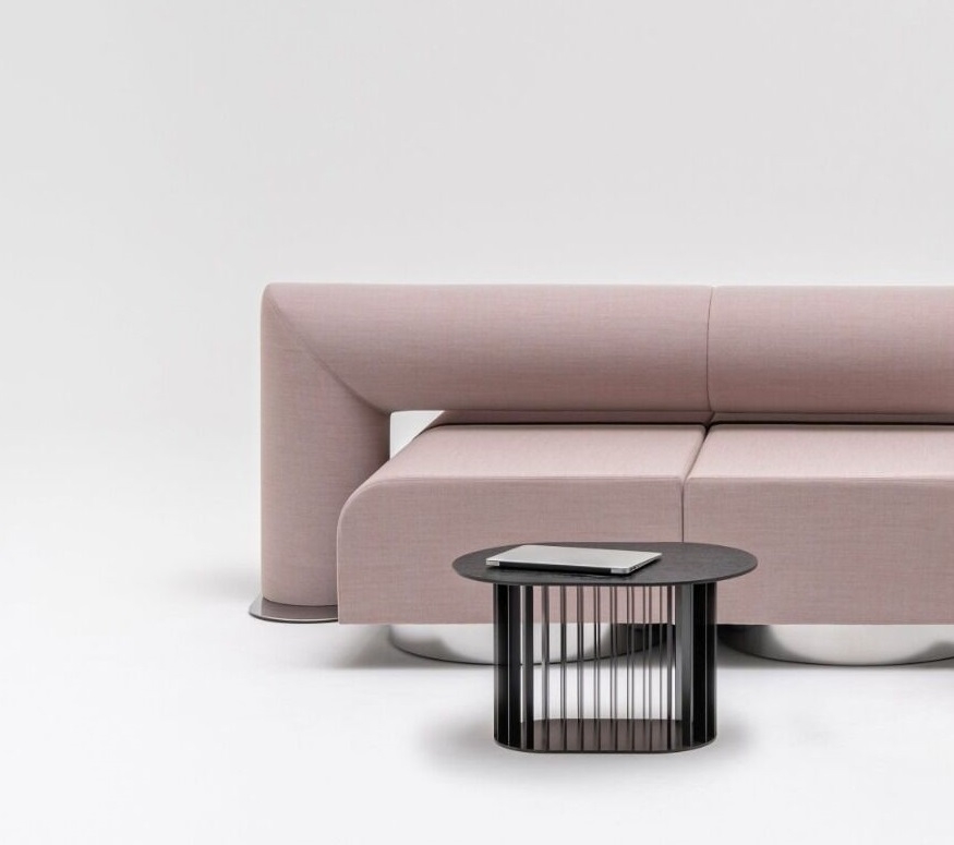 Roll Oval MDF Coffee Table w/ Metal Base
