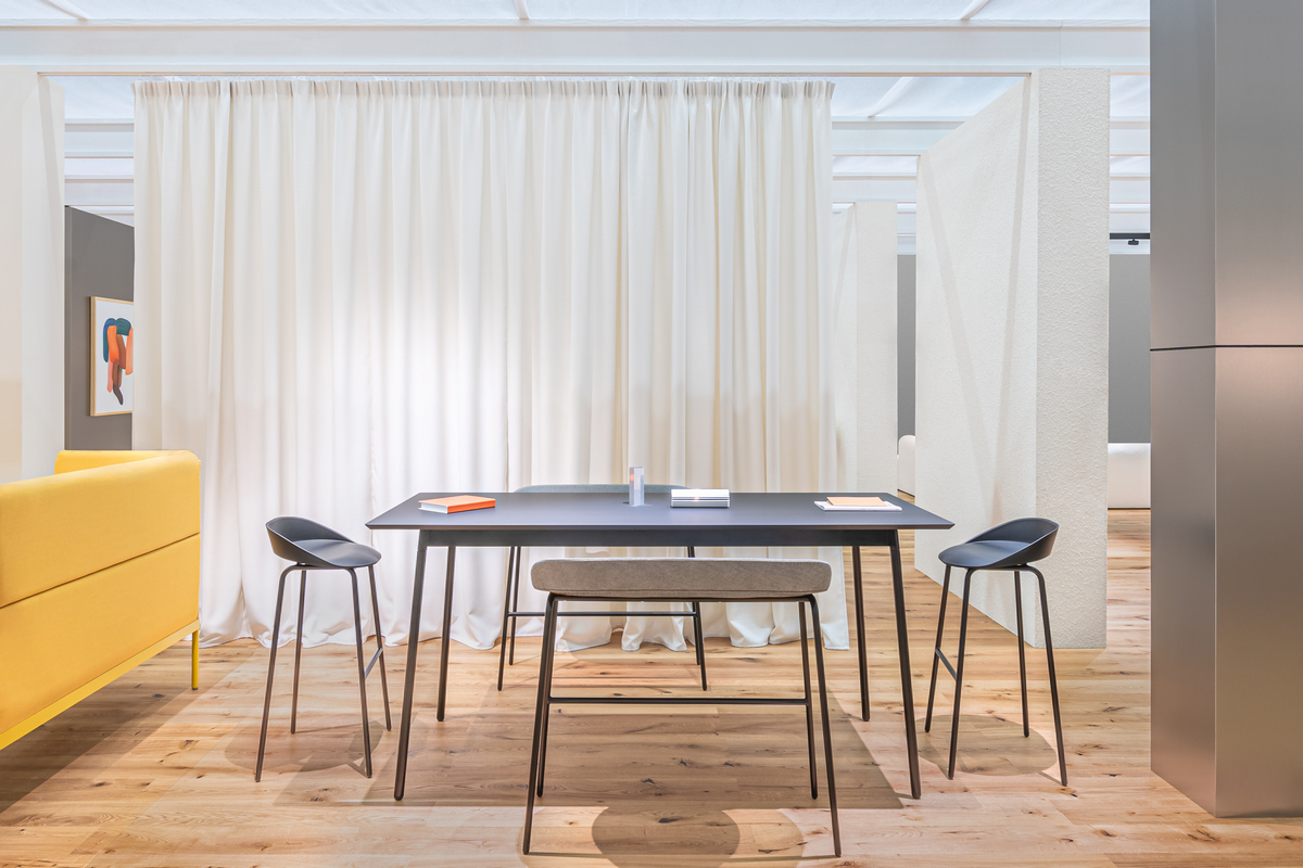 Unit Office Veneer Rectangular High Table, W82.6" x D35.4"
