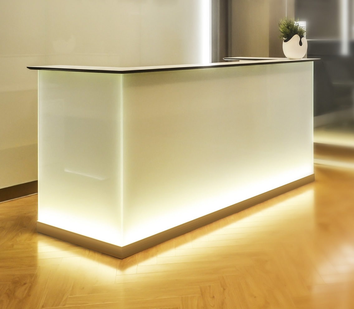 Crystal 70" Glass Straight Reception Desk with Light