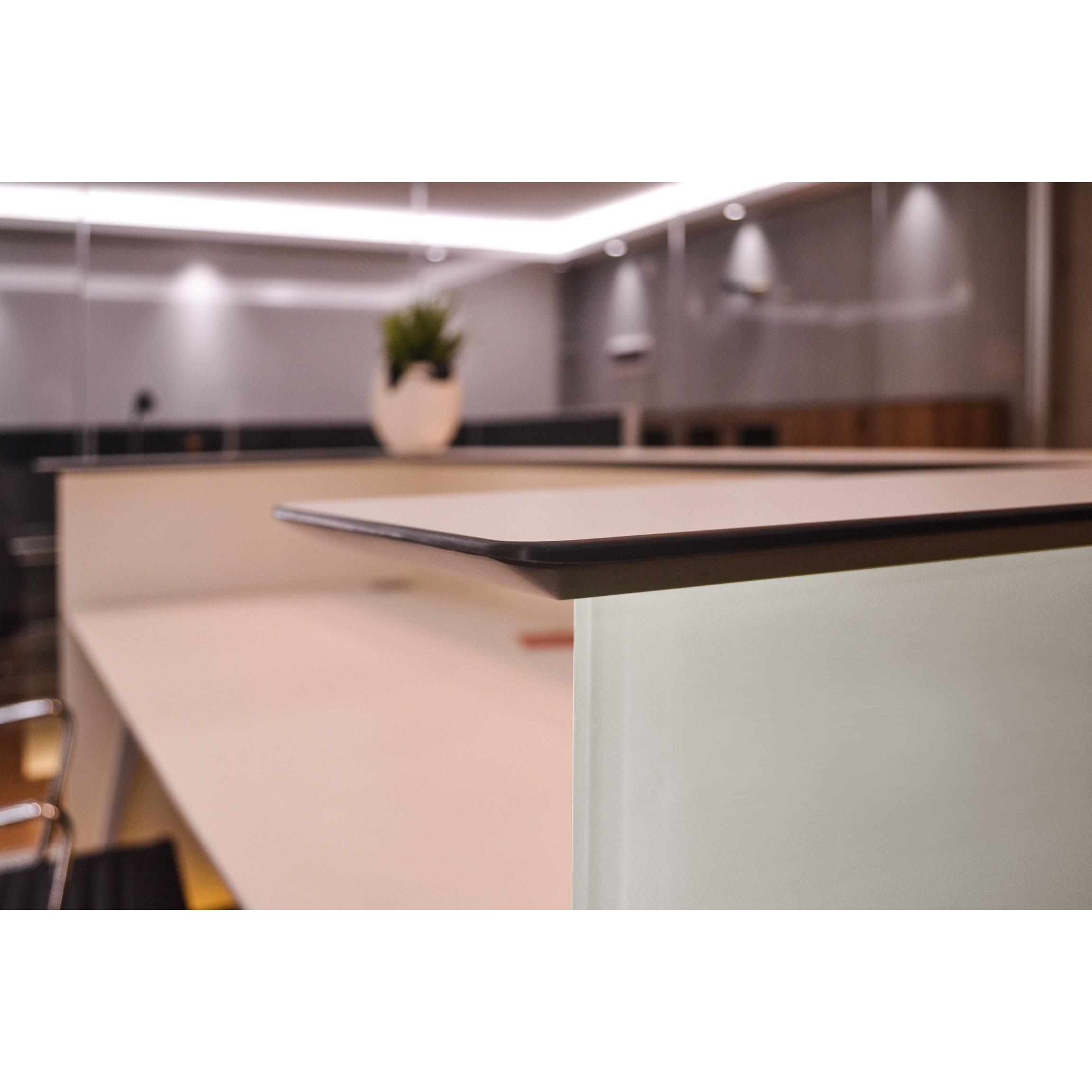 Crystal 70" Glass Straight Reception Desk with Light