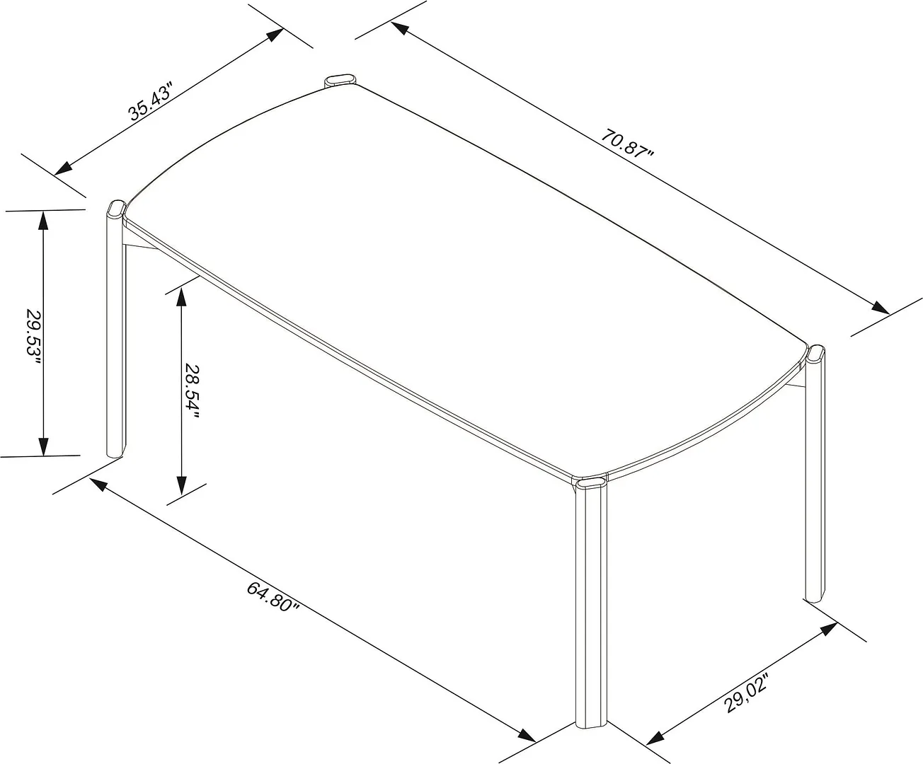 Gales 71-inch Dining Table w/Solid Wood Legs 