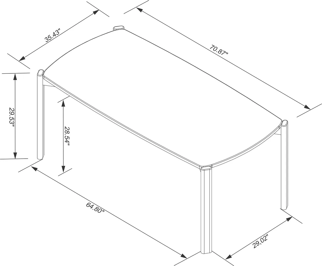 Gales 71-inch Dining Table w/Solid Wood Legs 