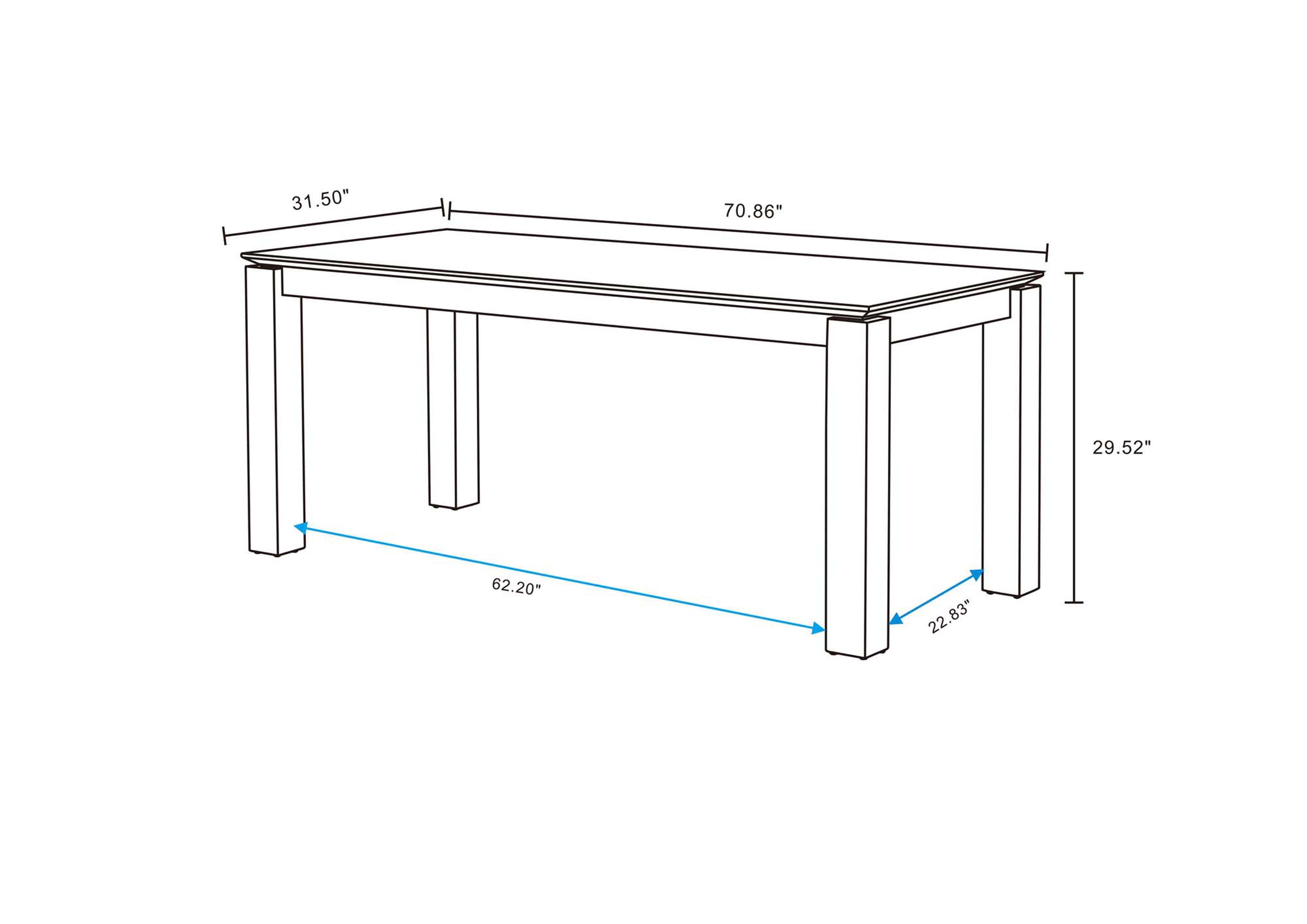 Rockaway 70.86-inch Solid Wood Dining Table 