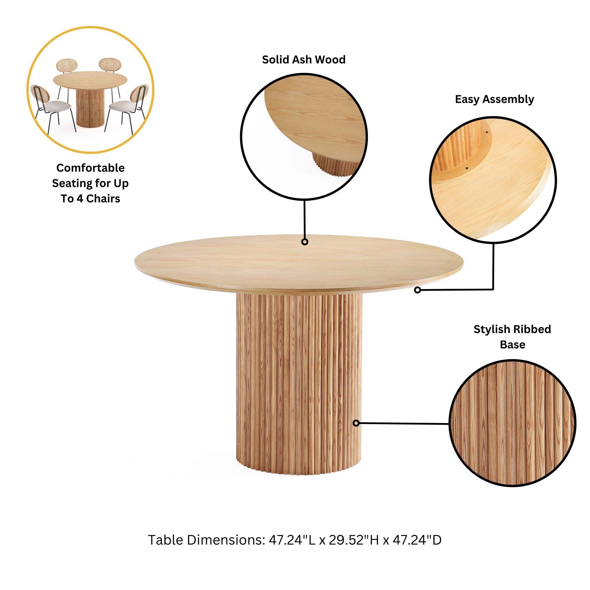 Hathaway 47.24-inch Solid Wood Round Dining Room Set w/Jardin Chairs