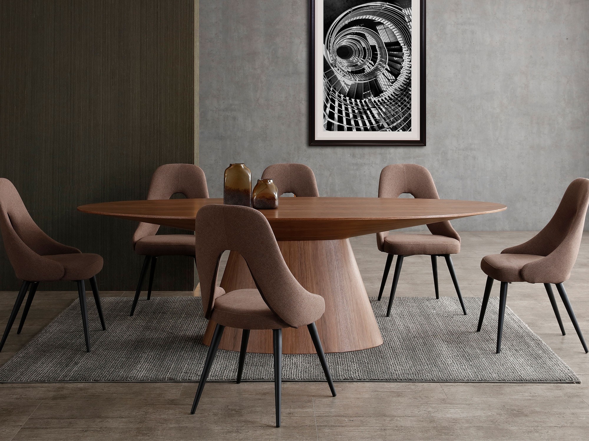 Bruno Oval Wood Veneer Dining Table
