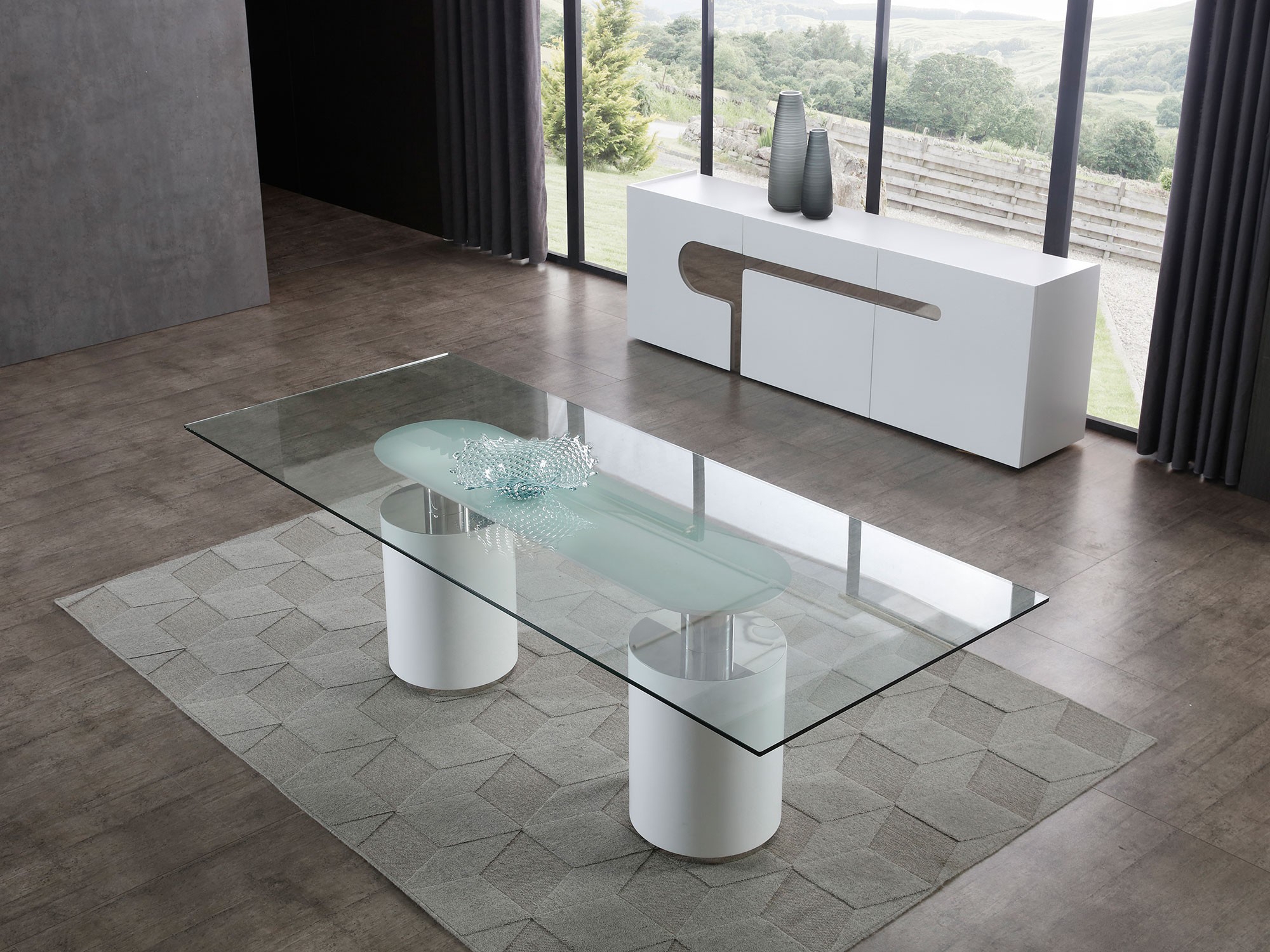 Mandarin Rectangular Glass Dining Table